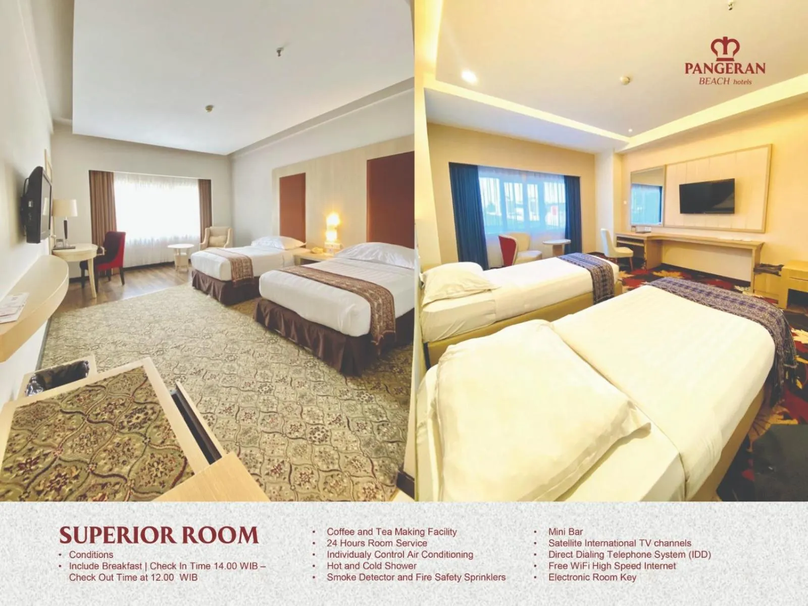 Bed in Pangeran Beach Hotel