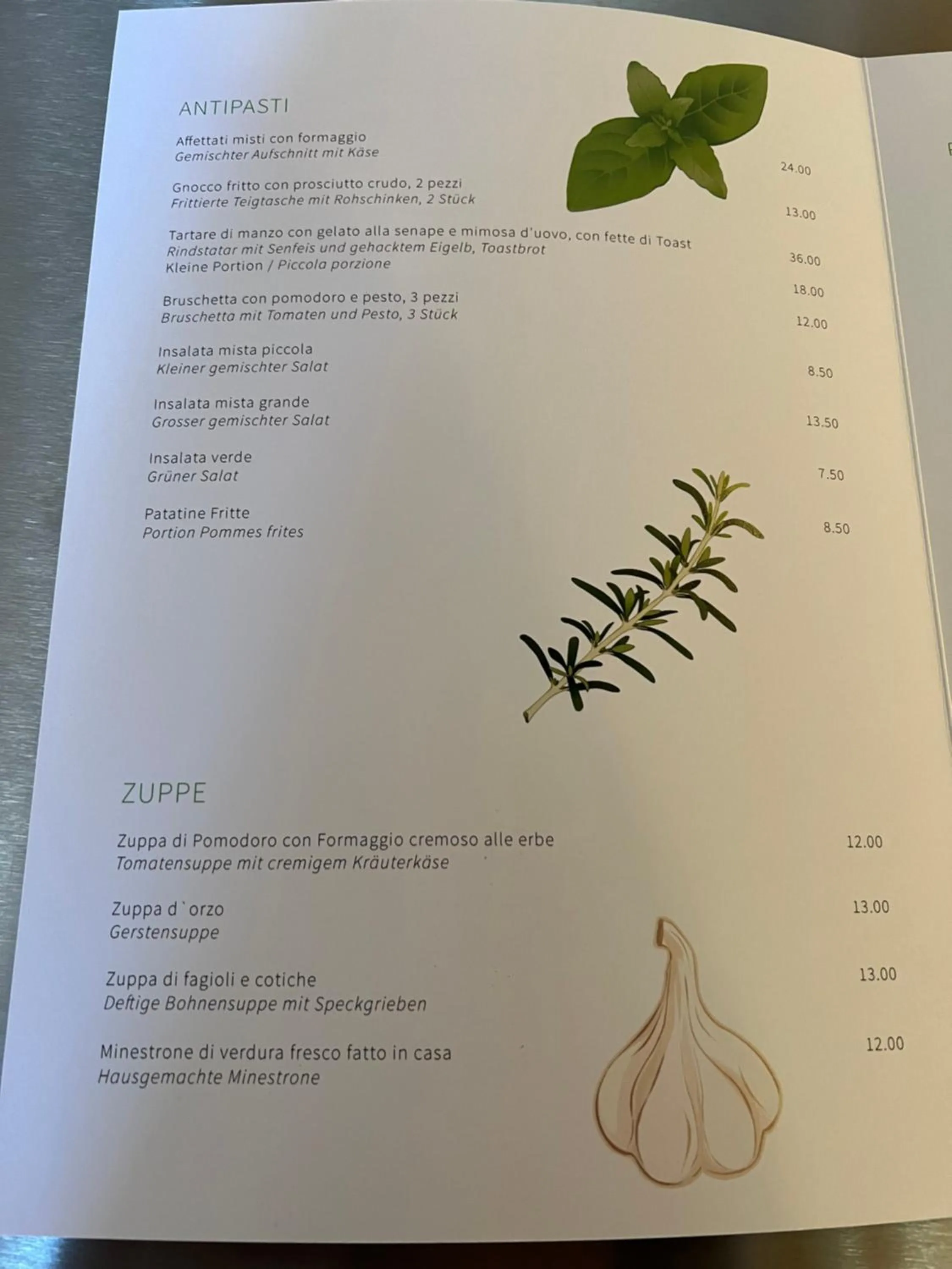 Food and drinks in Hotel und Restaurant Alpina