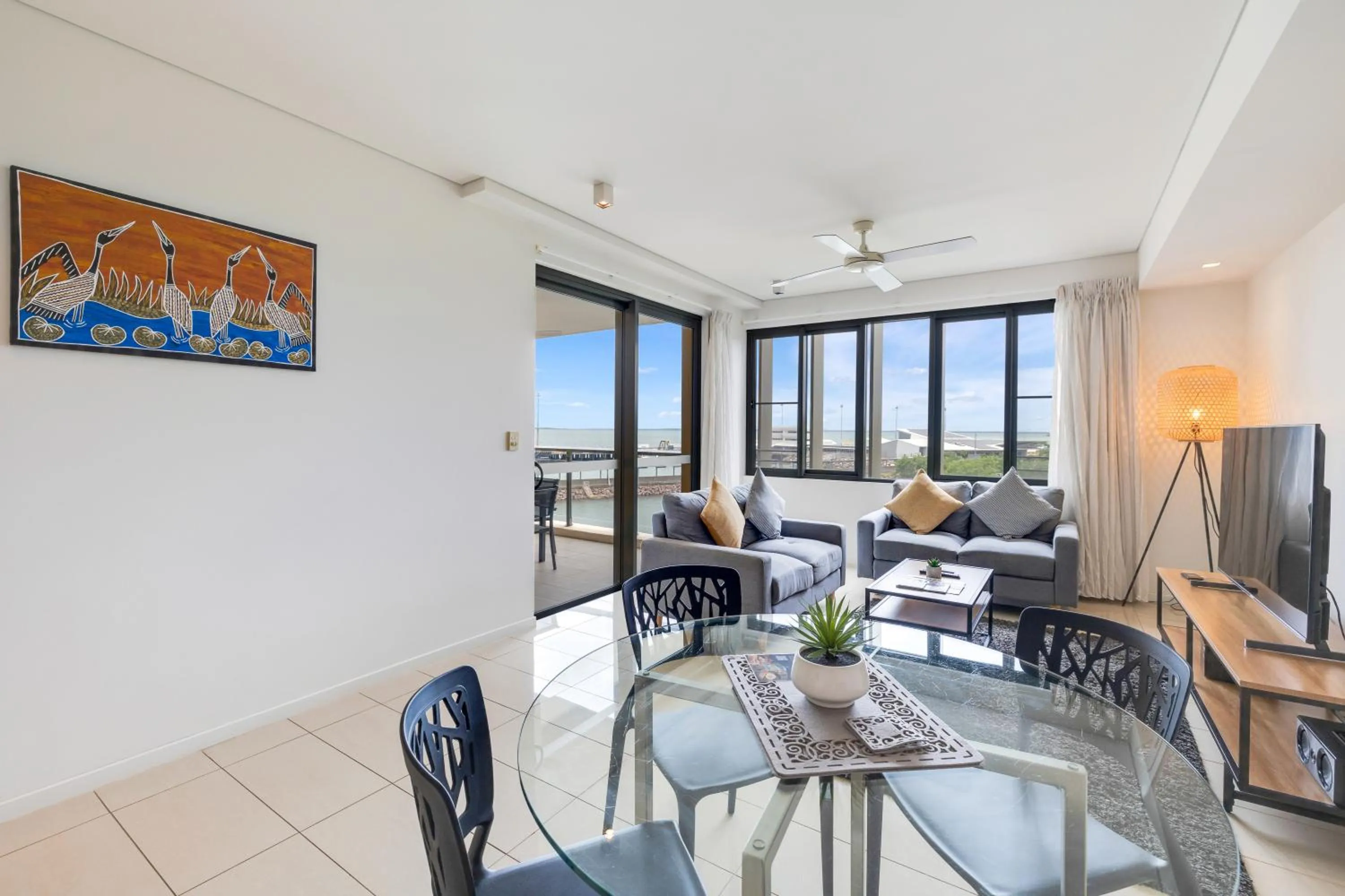 Living room in Darwin Waterfront Short Stay Apartments