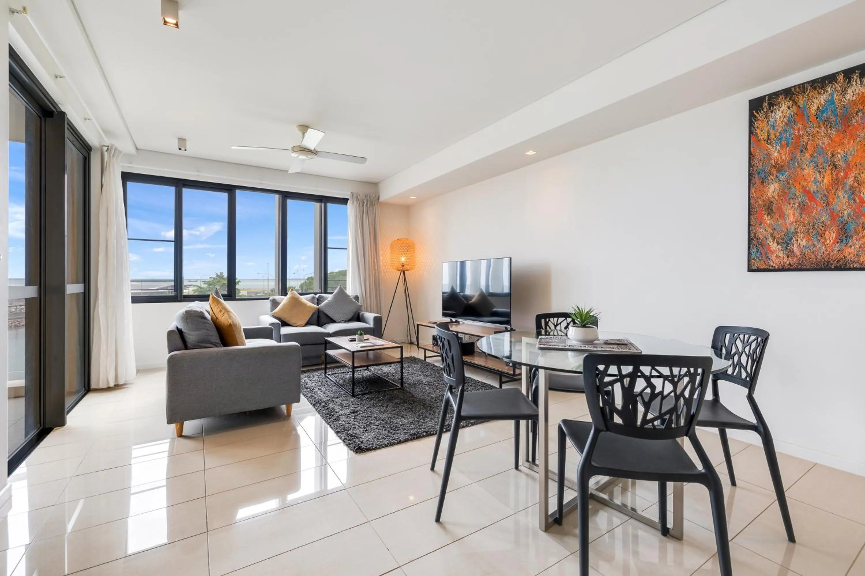 Living room in Darwin Waterfront Short Stay Apartments