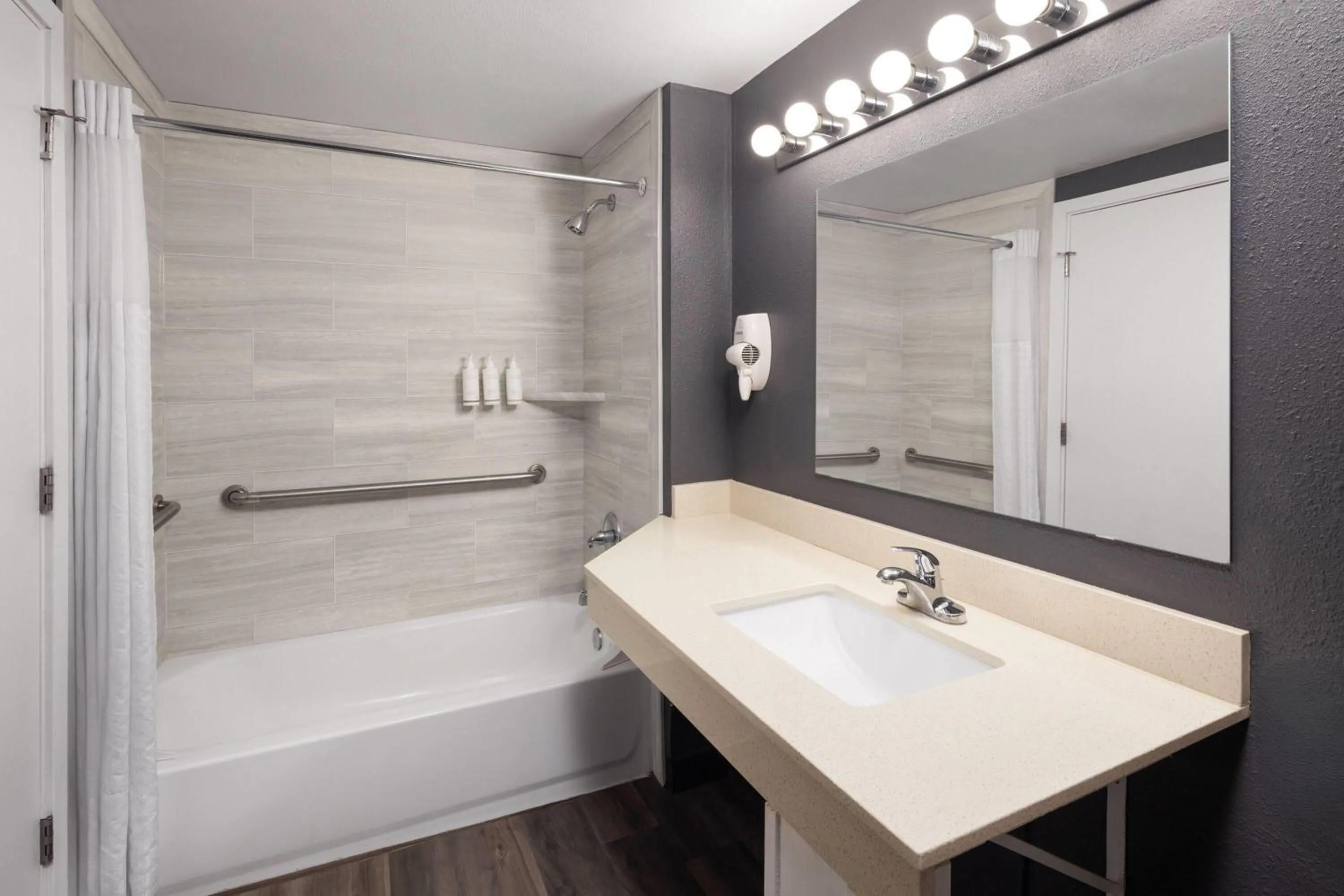 Bathroom in Basecamp Puyallup a Travelodge by Wyndham