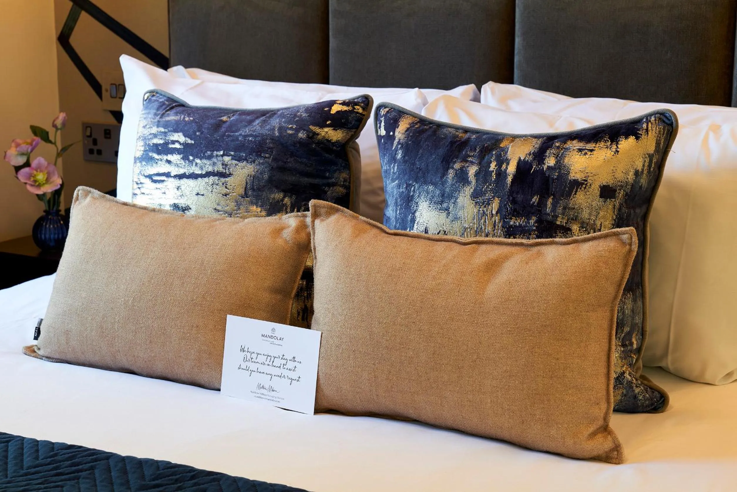 Decorative detail, Bed in Mandolay Hotel Guildford