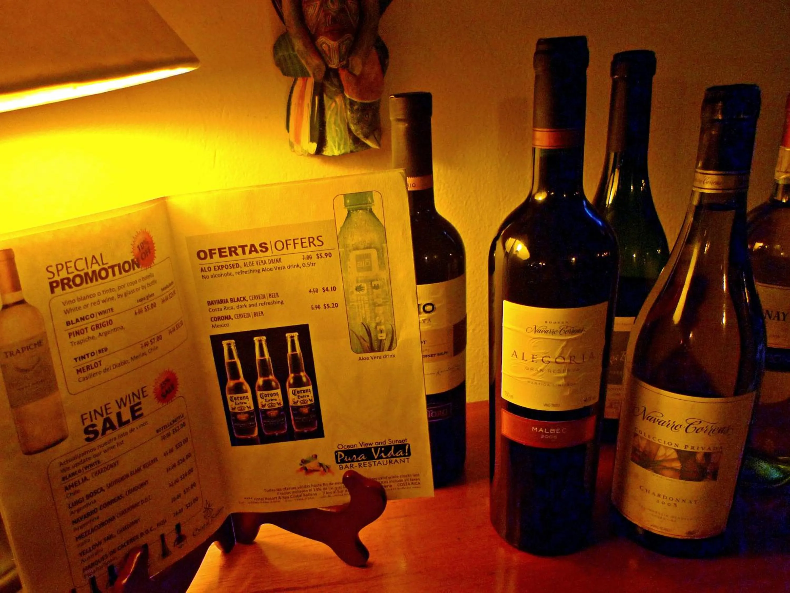 Alcoholic drinks in Cristal Ballena Boutique Hotel & Spa