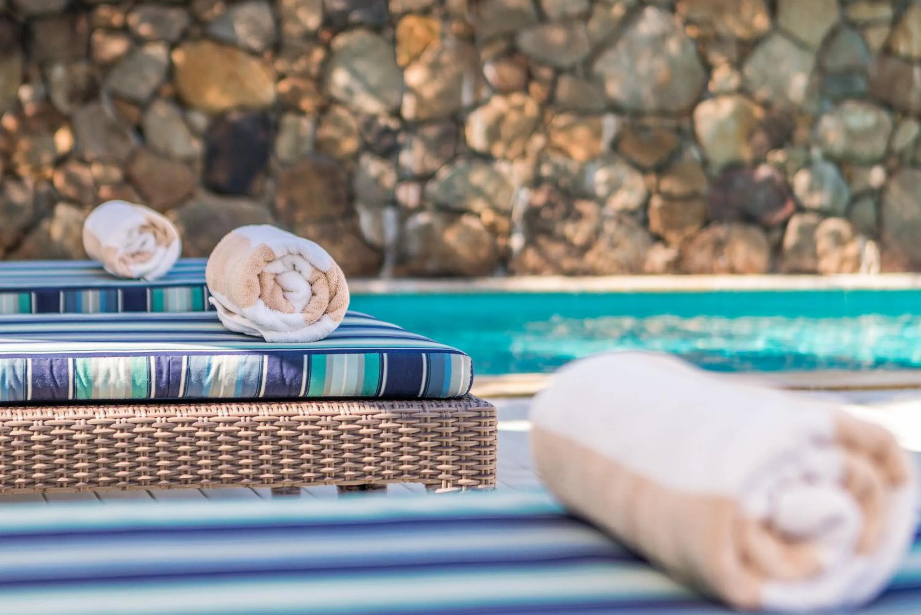 Swimming pool in Bayview Beachfront Apartments, in town right on the beach