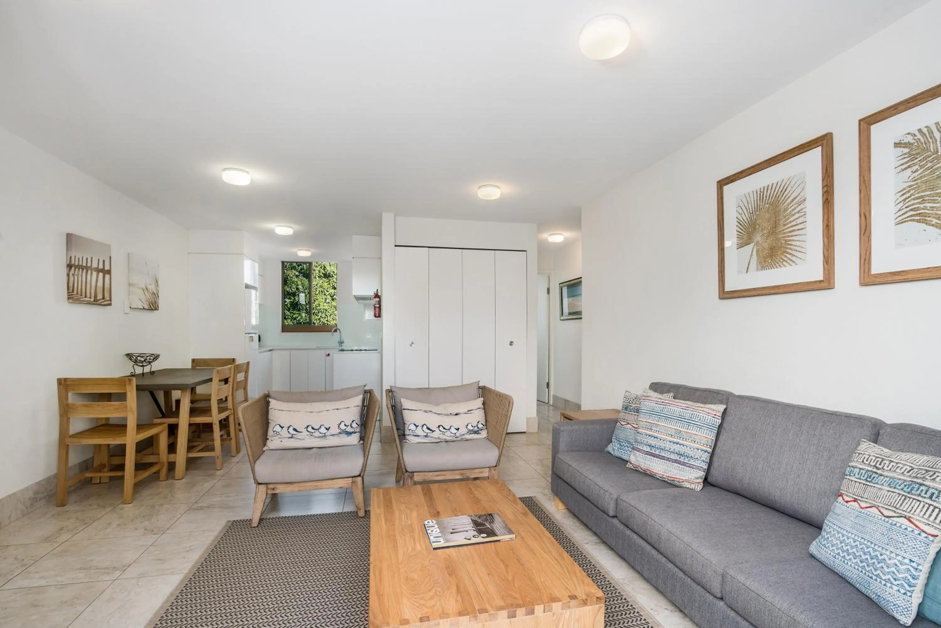 Living room in Bayview Beachfront Apartments, in town right on the beach