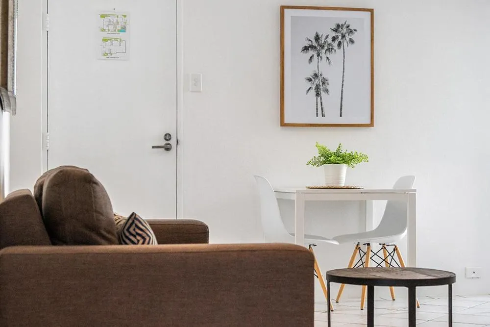 Living room in Bayview Beachfront Apartments, in town right on the beach