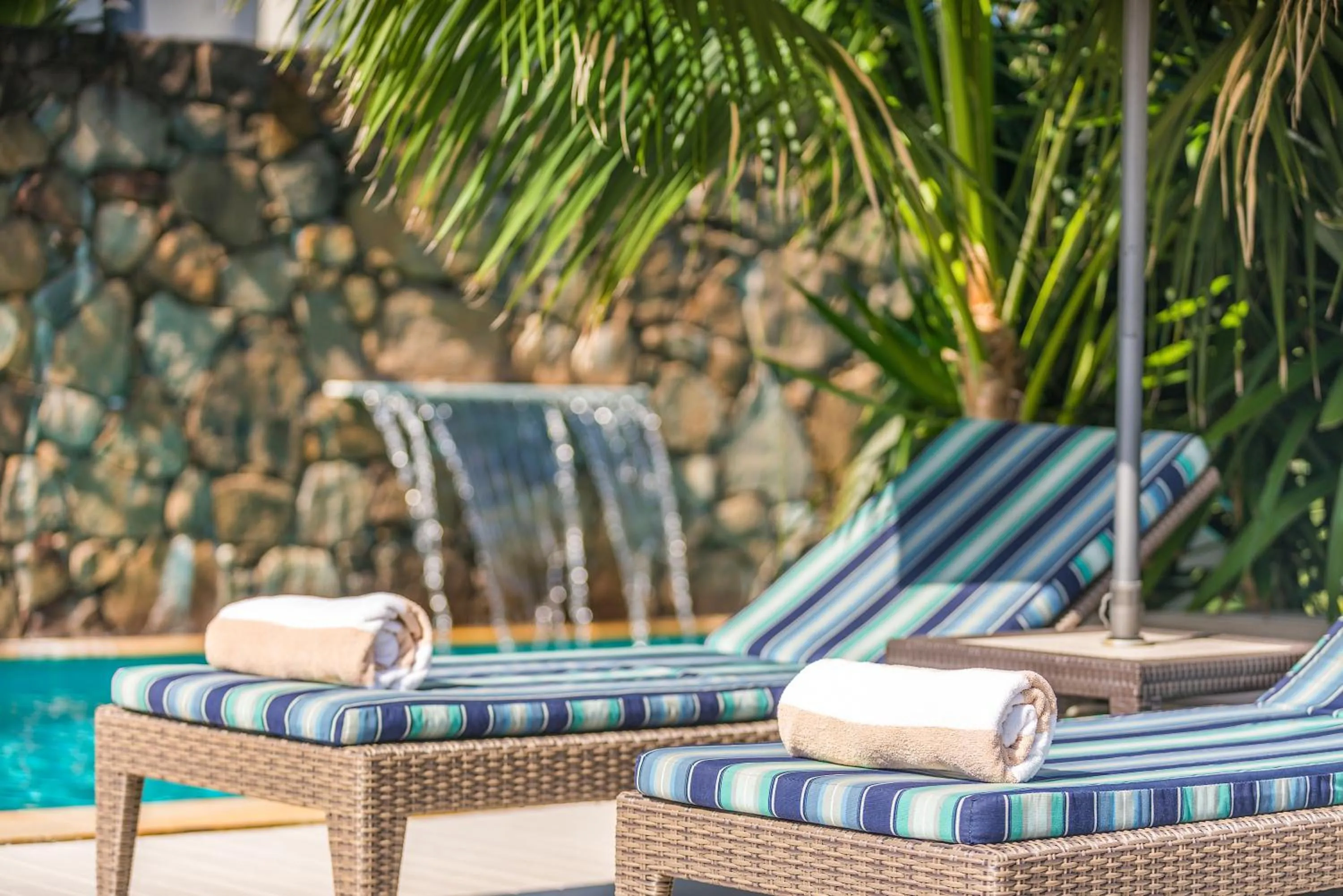 Swimming pool in Bayview Beachfront Apartments, in town right on the beach