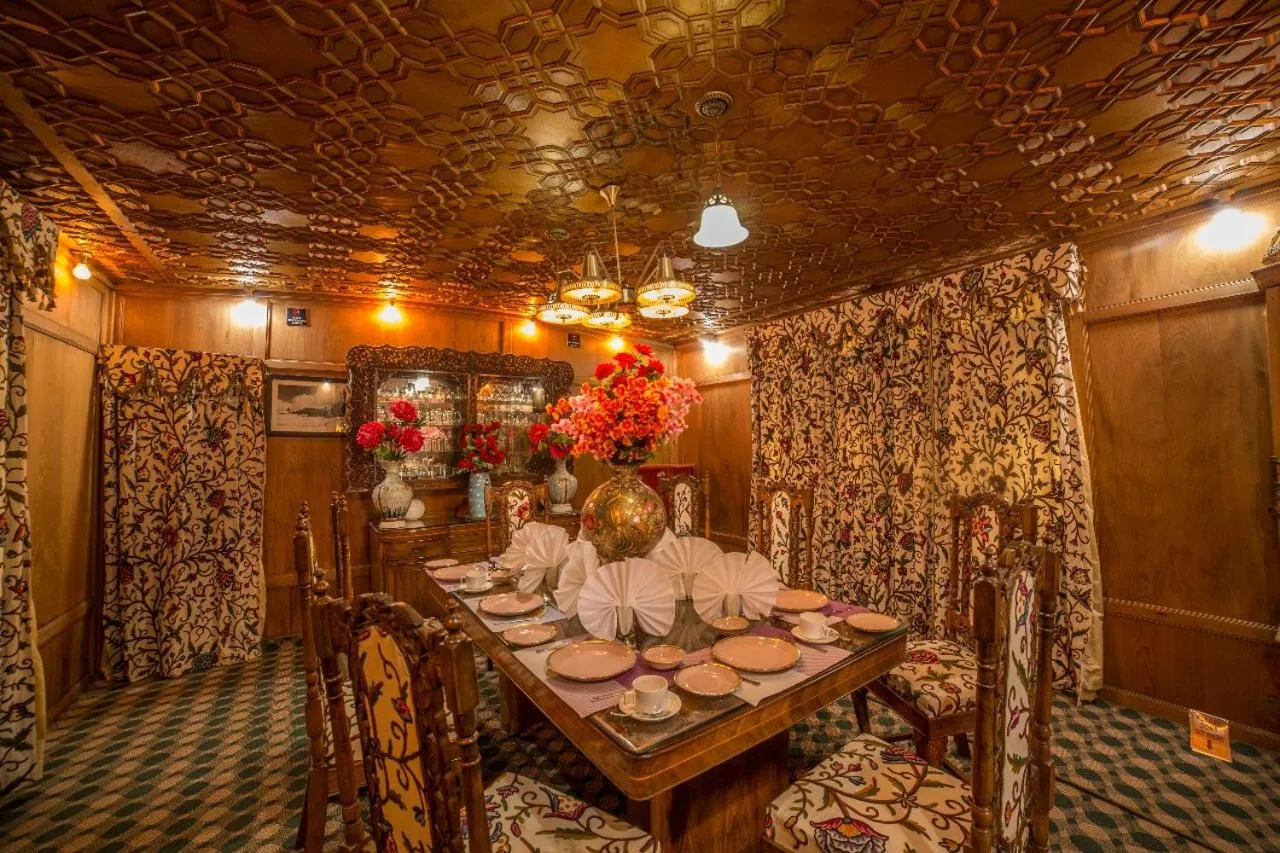 Dining area in Swan Group of Houseboats, Golden Dal Lake