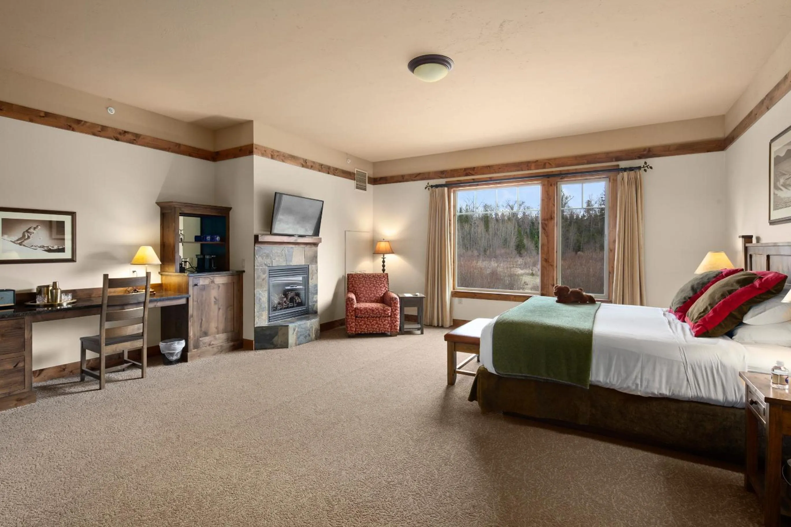 Bed in Lodge at Whitefish Lake