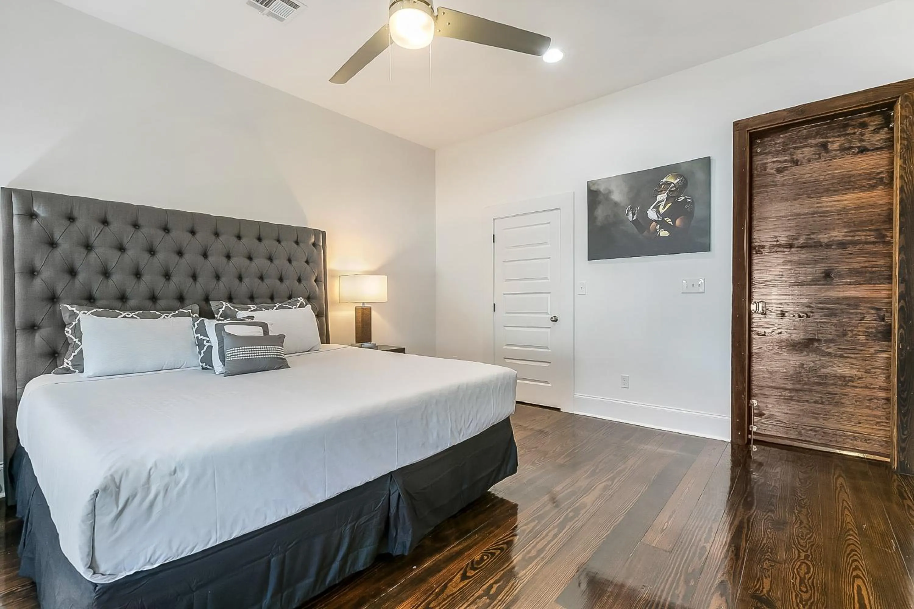 Bedroom, Bed in Spacious Loft-Style 3BR Townhouse by Hosteeva