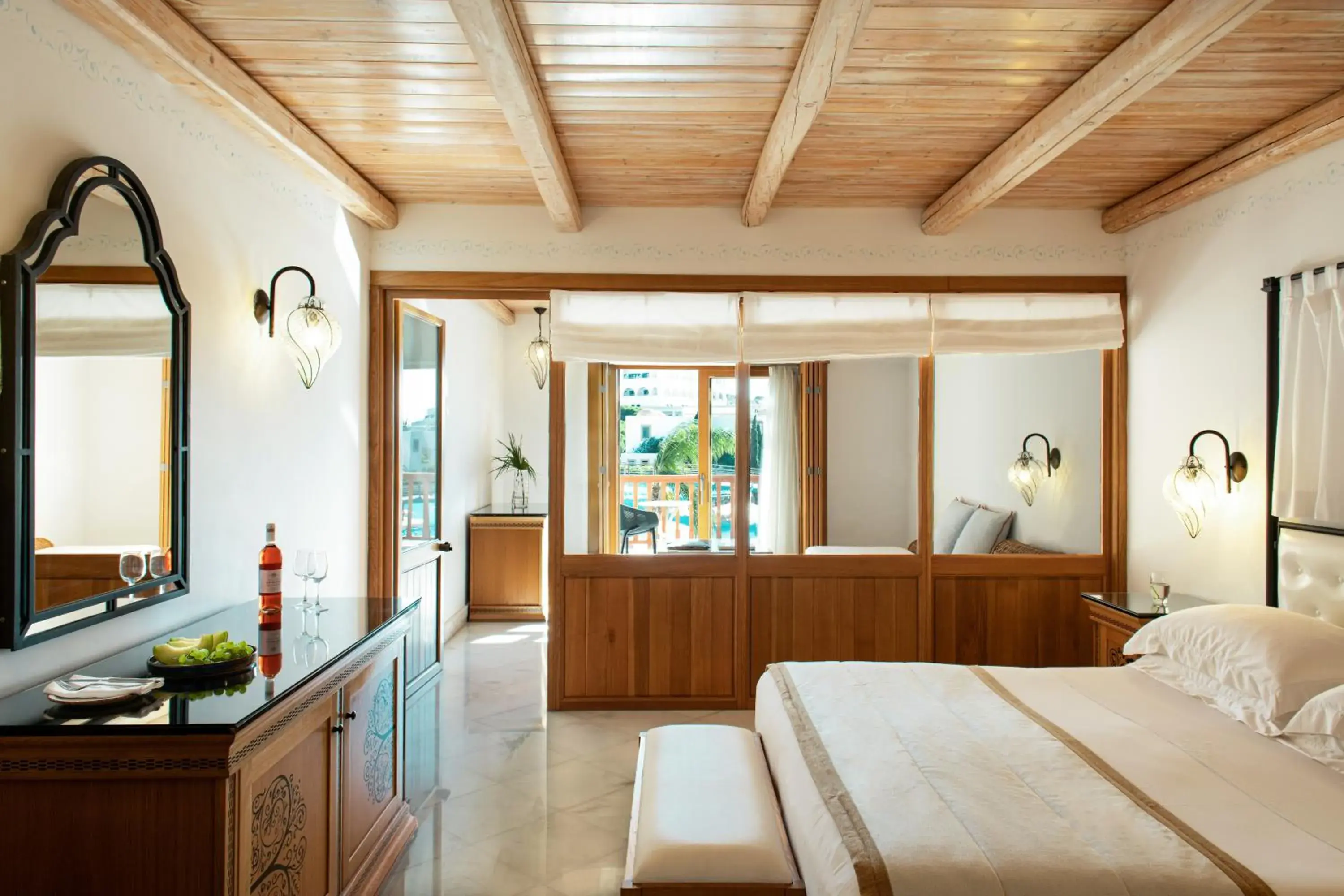 Bungalow Family Garden view in Mitsis Selection Blue Domes Bungalow Family Garden view in Mitsis Selection Blue Domes