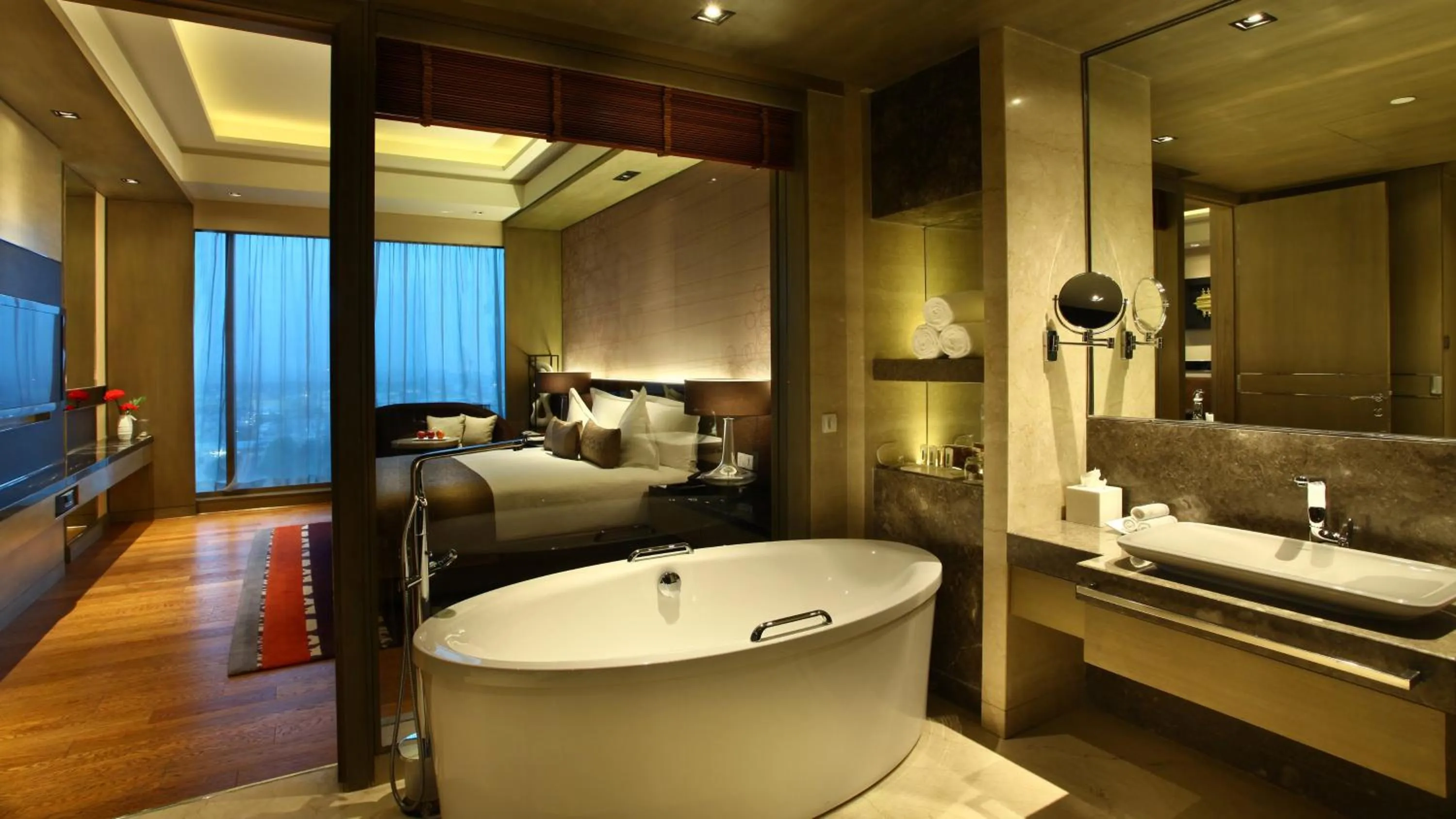 Bathroom, Bed in Crowne Plaza New Delhi Rohini by IHG