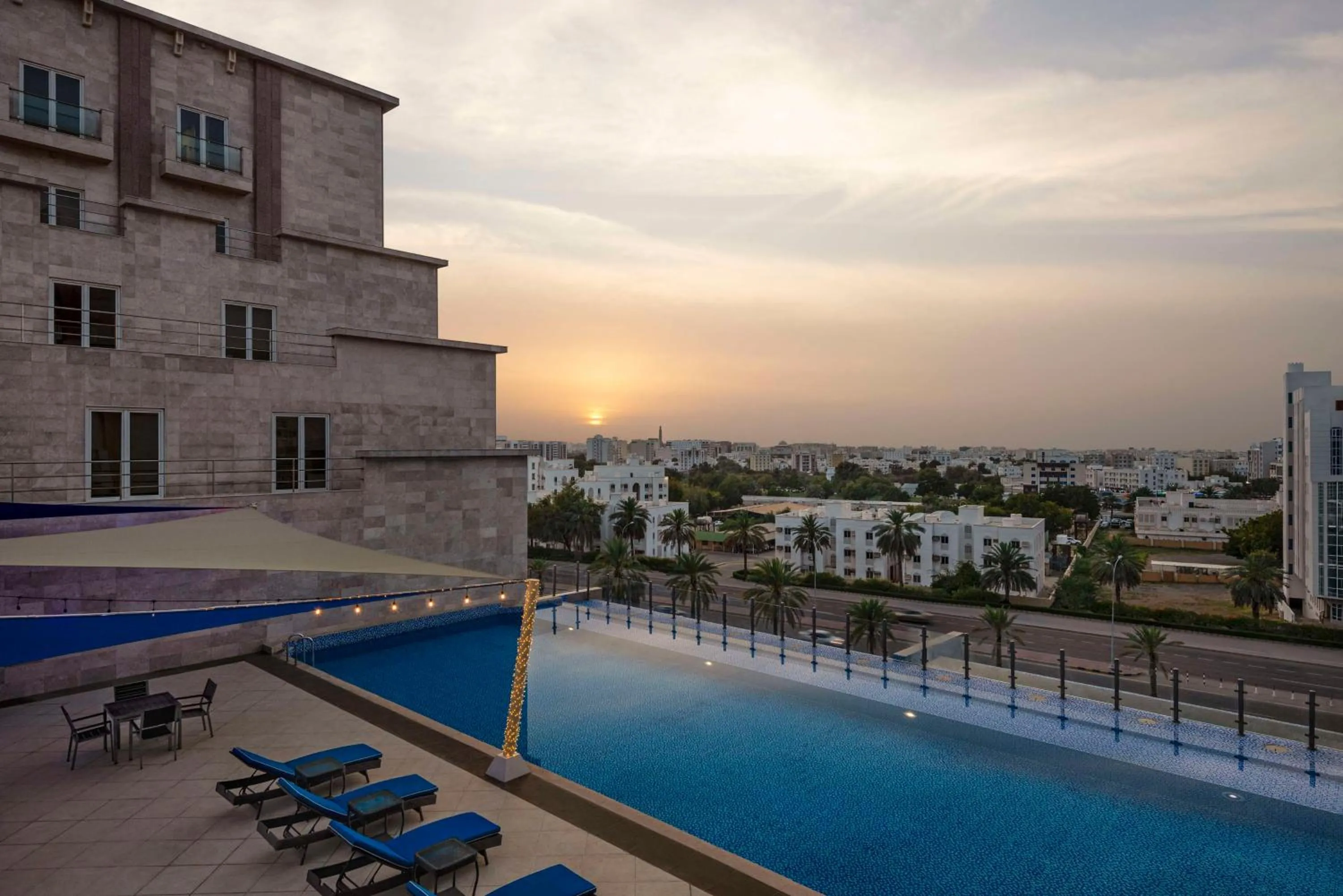 Pool view in Radisson Hotel Muscat Panorama