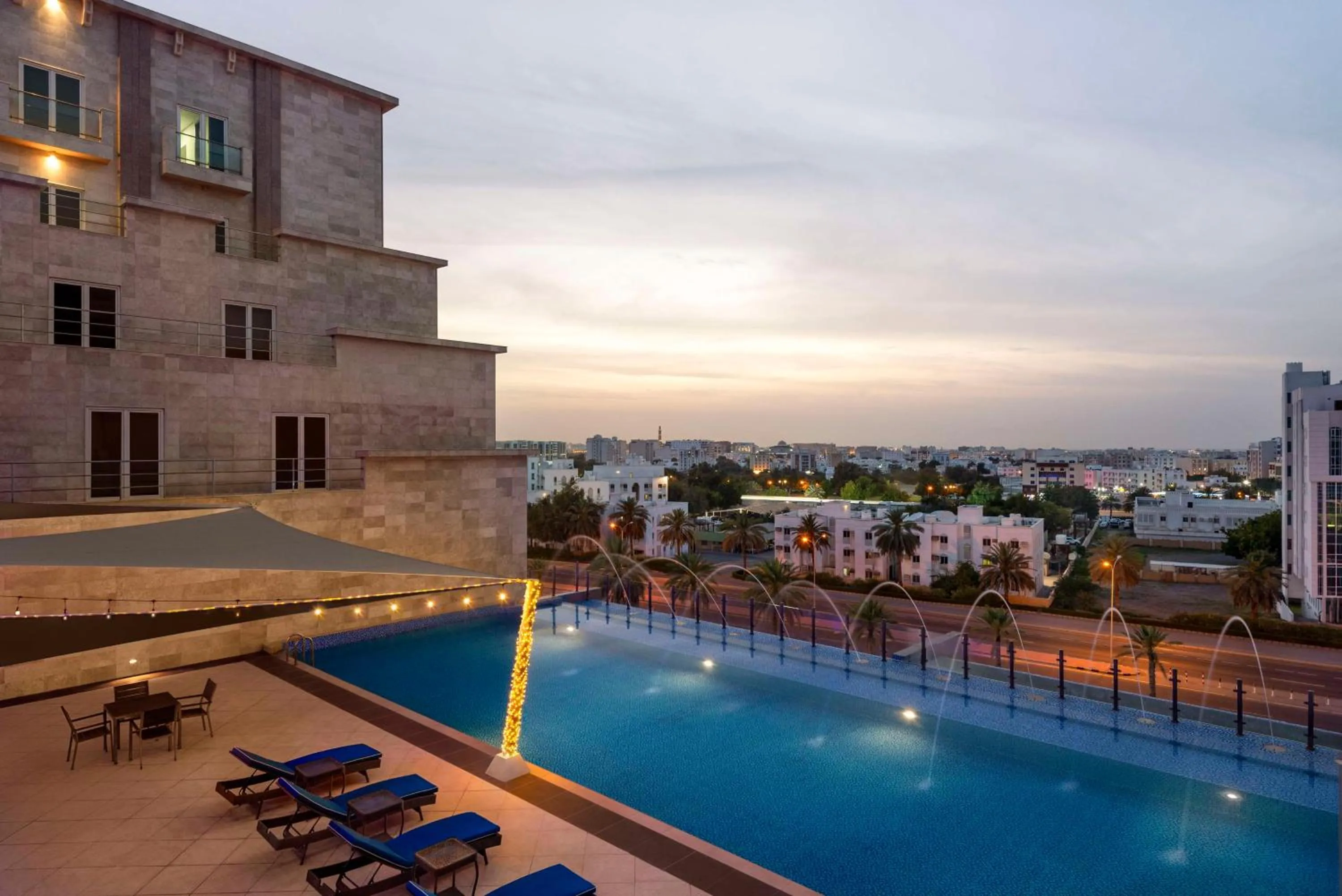 Pool view in Radisson Hotel Muscat Panorama