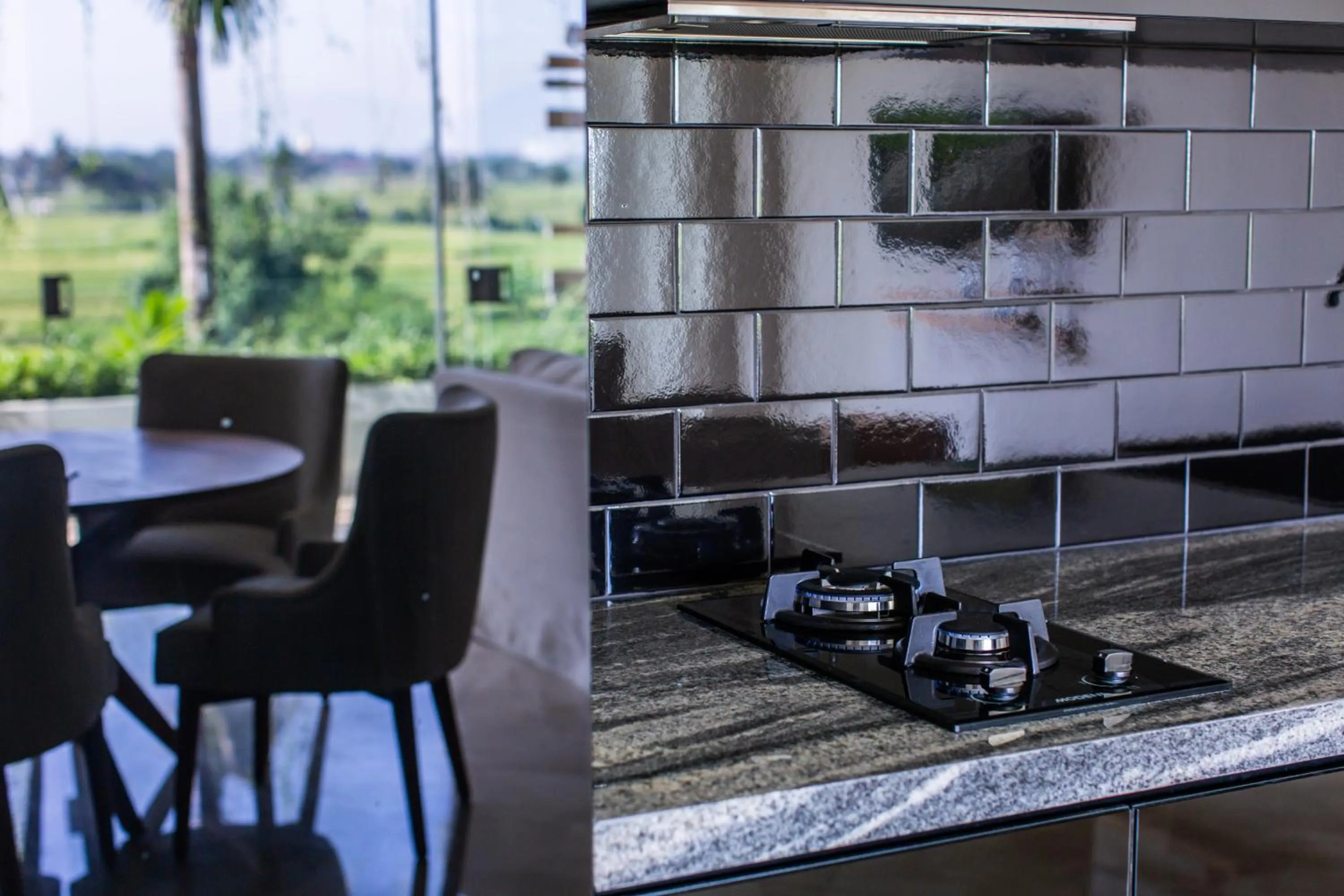 kitchen in The Double View Mansions Bali