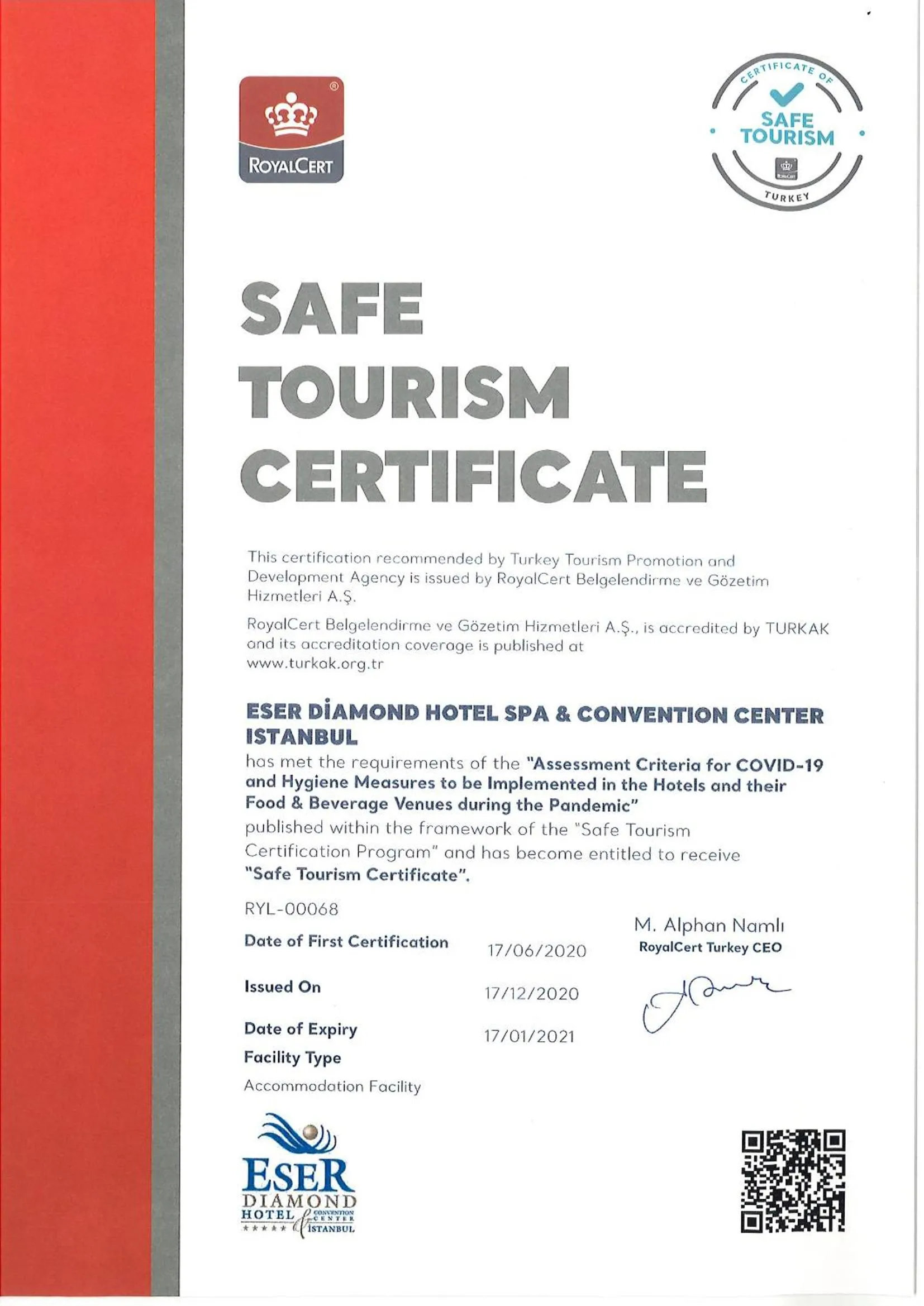 Logo/Certificate/Sign in Eser Diamond Hotel Spa & Convention Center İstanbul