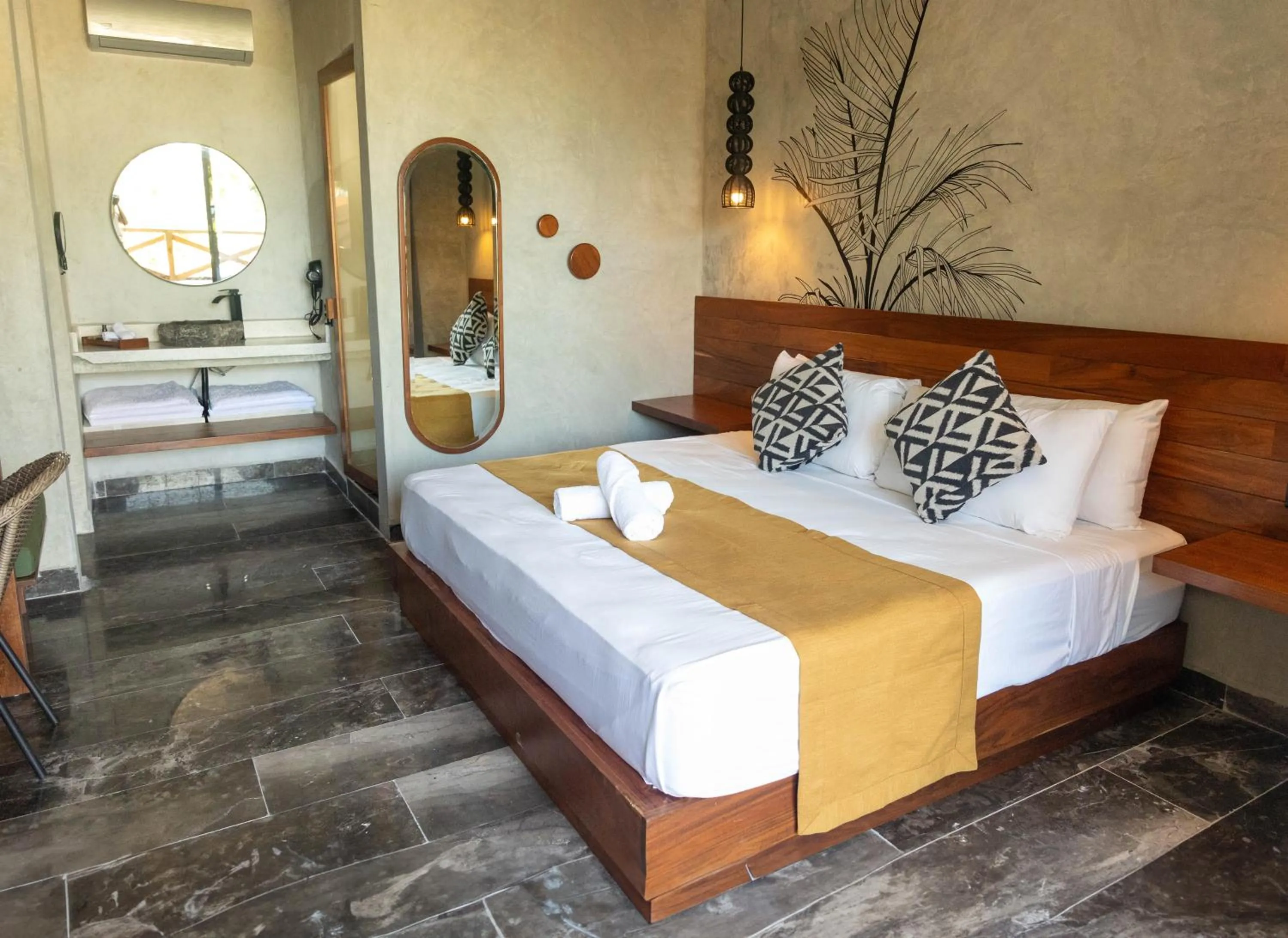 Bed in Hotel Sun Ha Bacalar