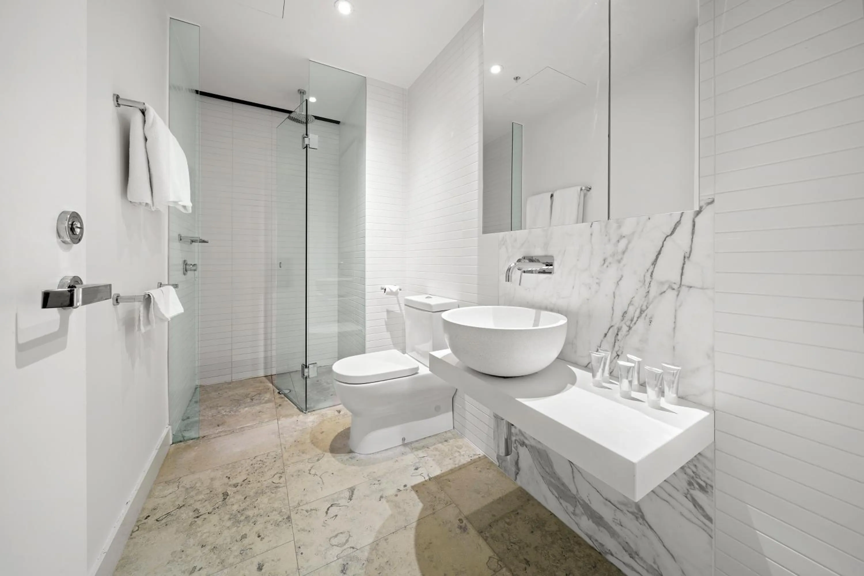 Bathroom in Flinders Street Apartments Melbourne CBD