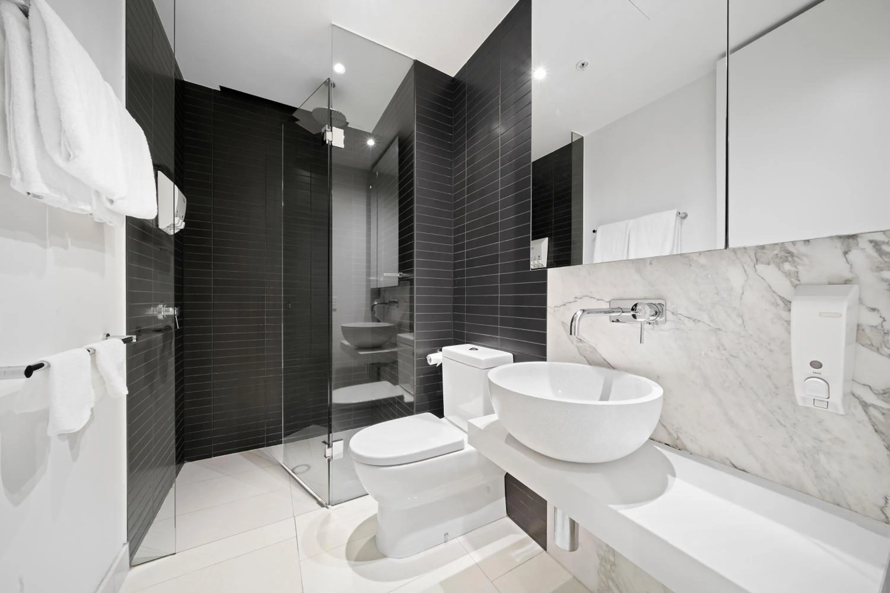 Bathroom in Flinders Street Apartments Melbourne CBD