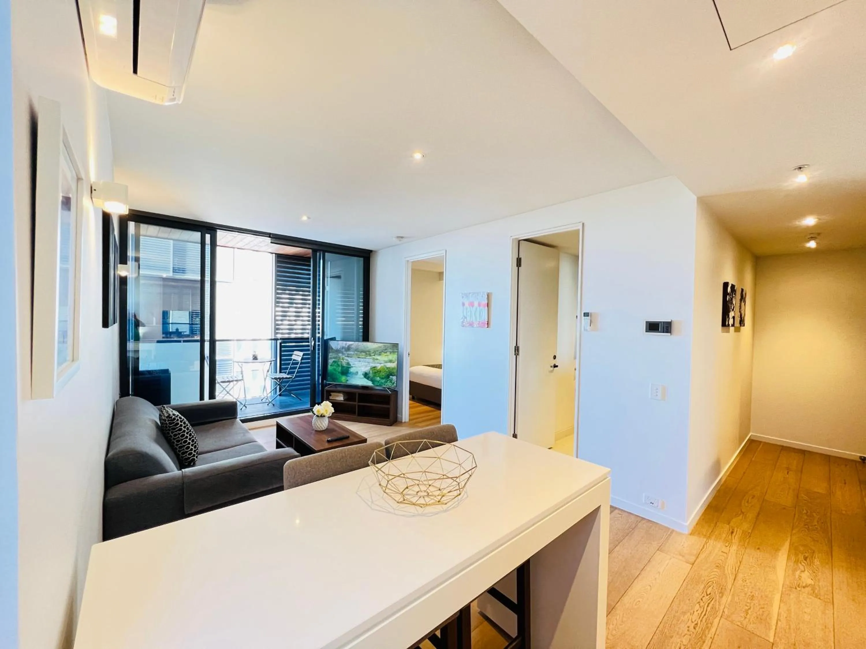 Living room in Flinders Street Apartments Melbourne CBD