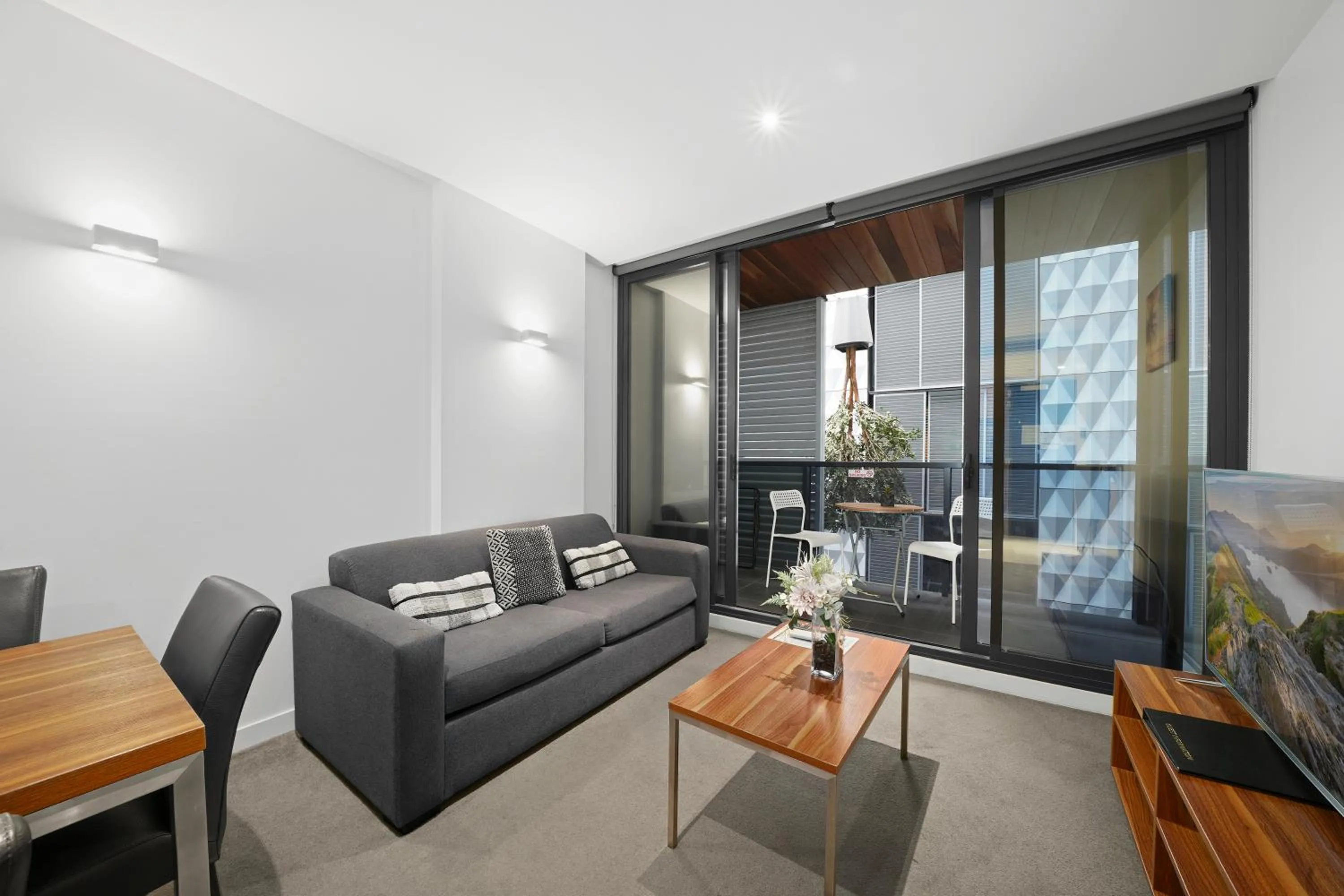 Living room in Flinders Street Apartments Melbourne CBD