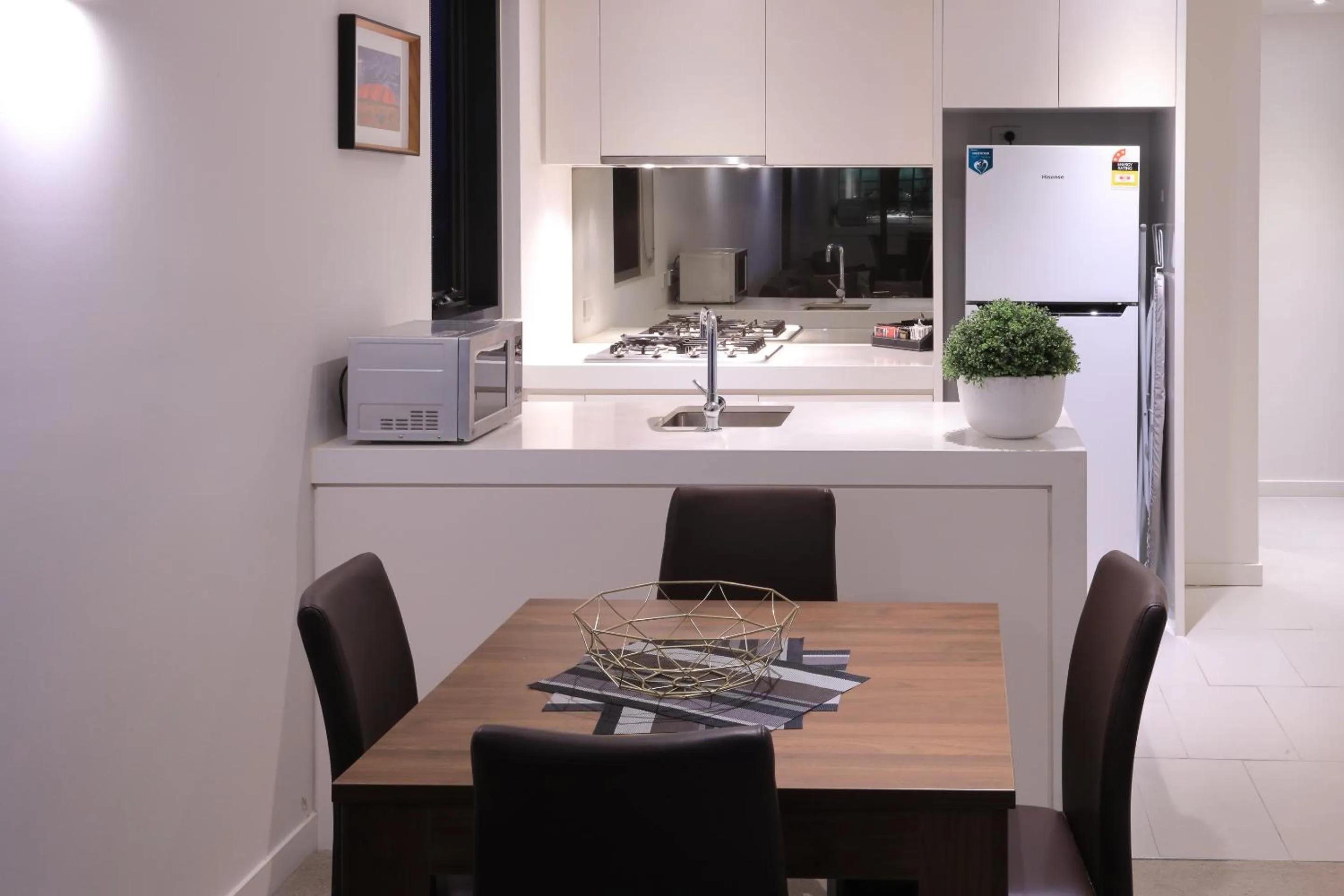 Kitchen or kitchenette in Flinders Street Apartments Melbourne CBD