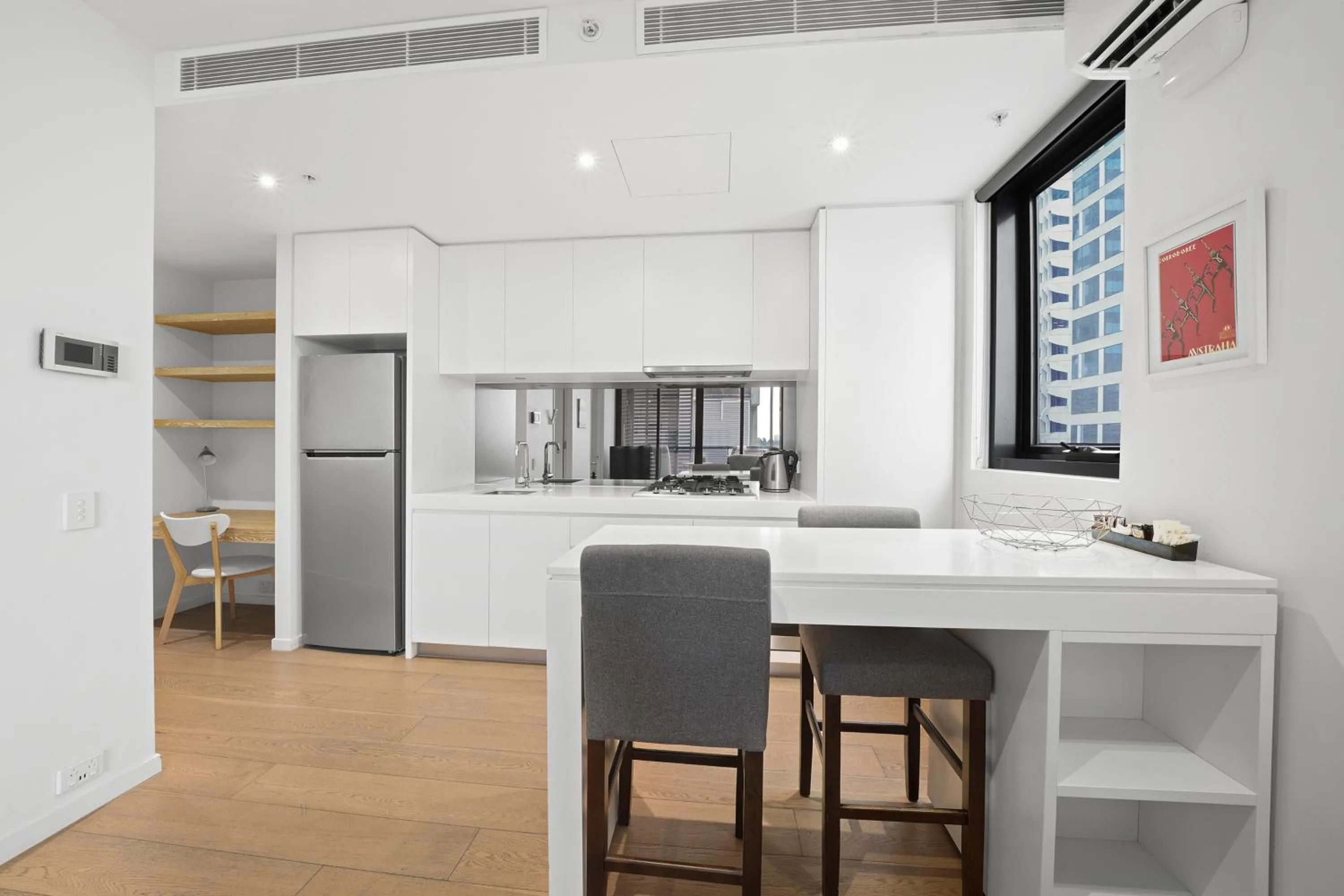 kitchen in Flinders Street Apartments Melbourne CBD