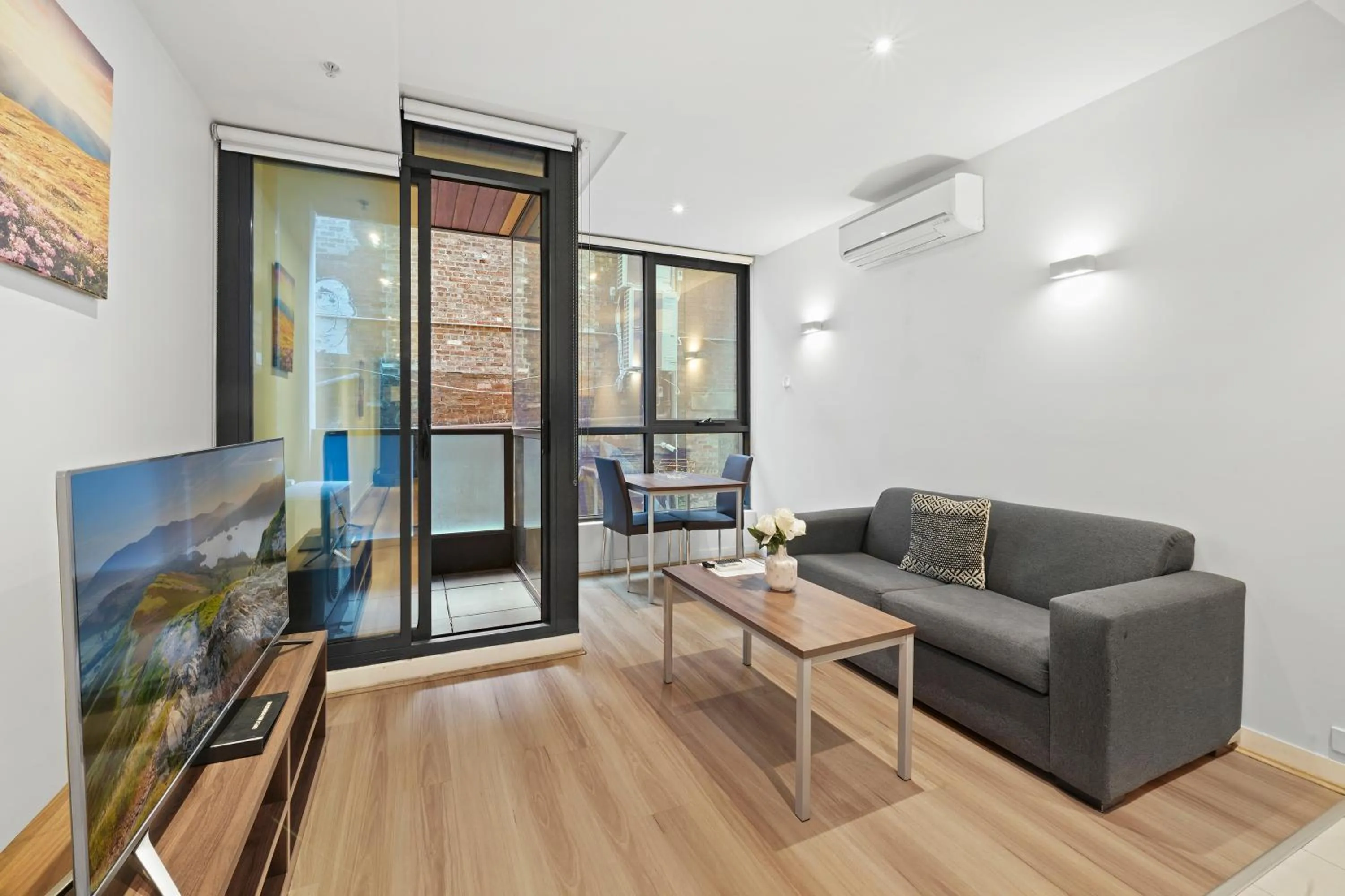 Living room in Flinders Street Apartments Melbourne CBD