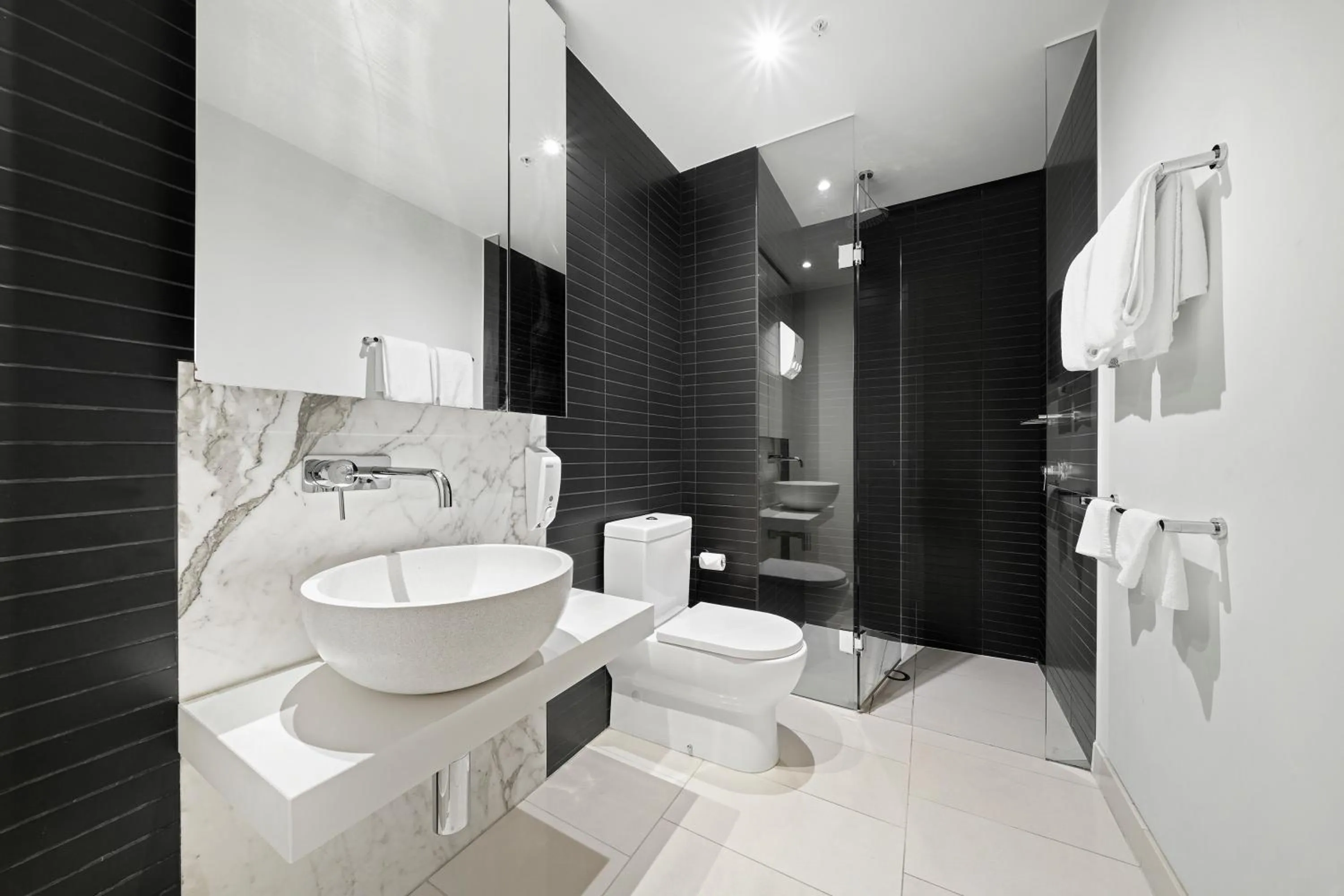 Bathroom in Flinders Street Apartments Melbourne CBD