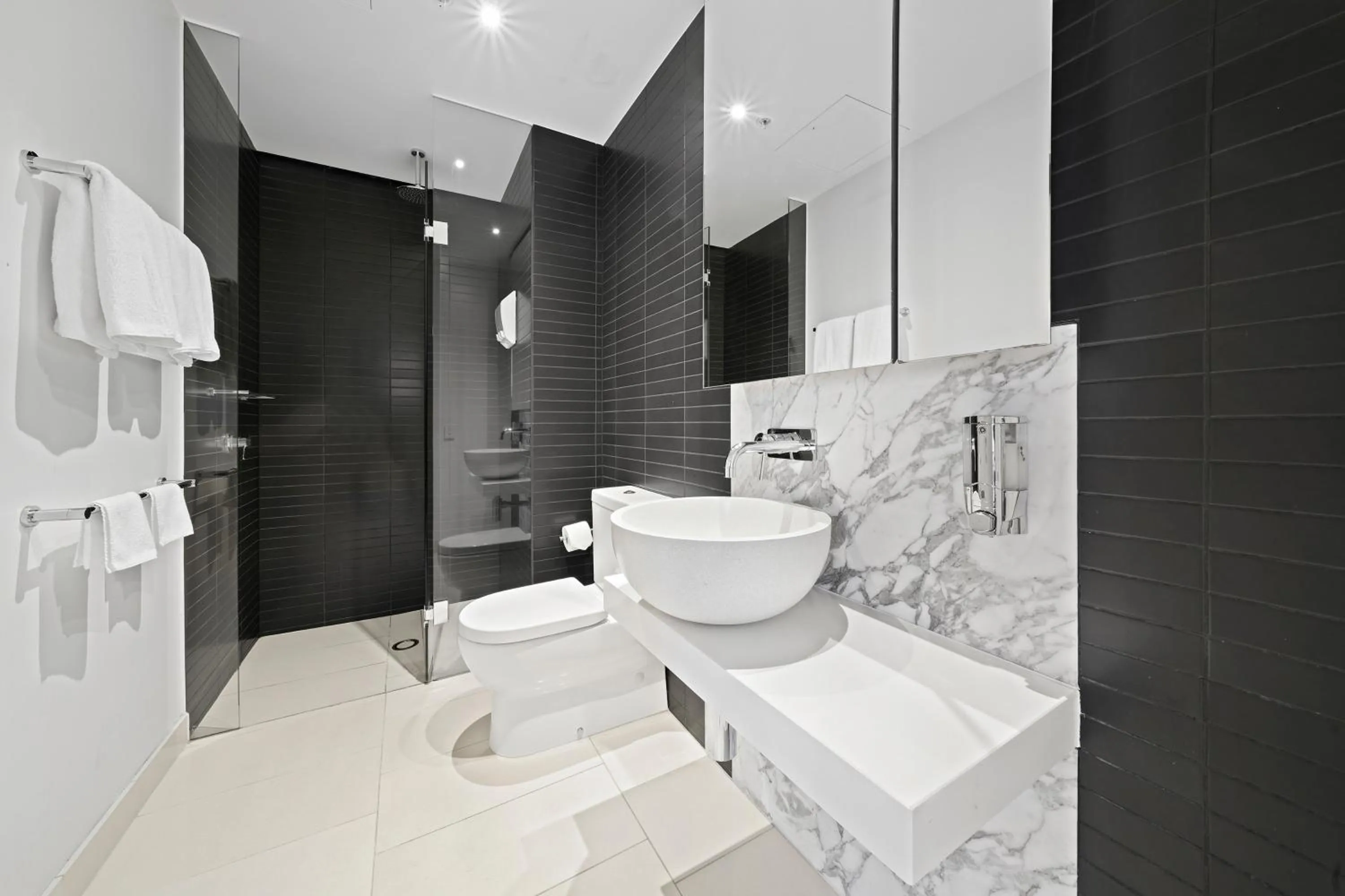 Bathroom in Flinders Street Apartments Melbourne CBD