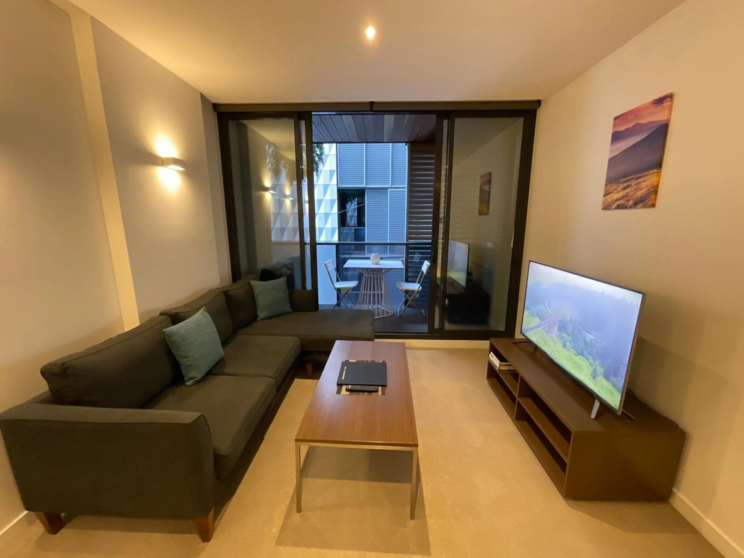 Seating area in Flinders Street Apartments Melbourne CBD