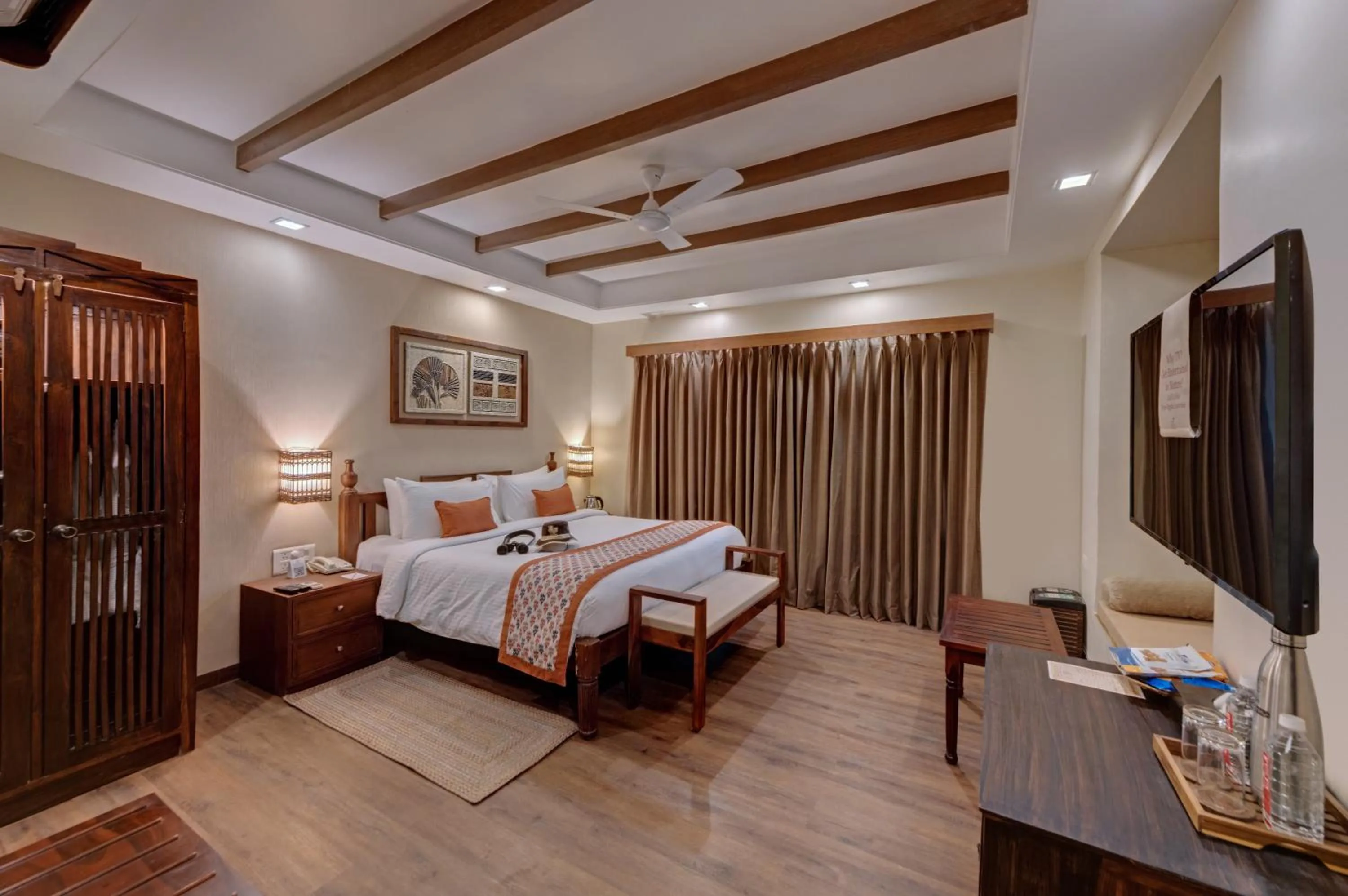 Bedroom, Bed in The Fern Gir Forest Resort, Sasan Gir - A Fern Crown Collection Resort