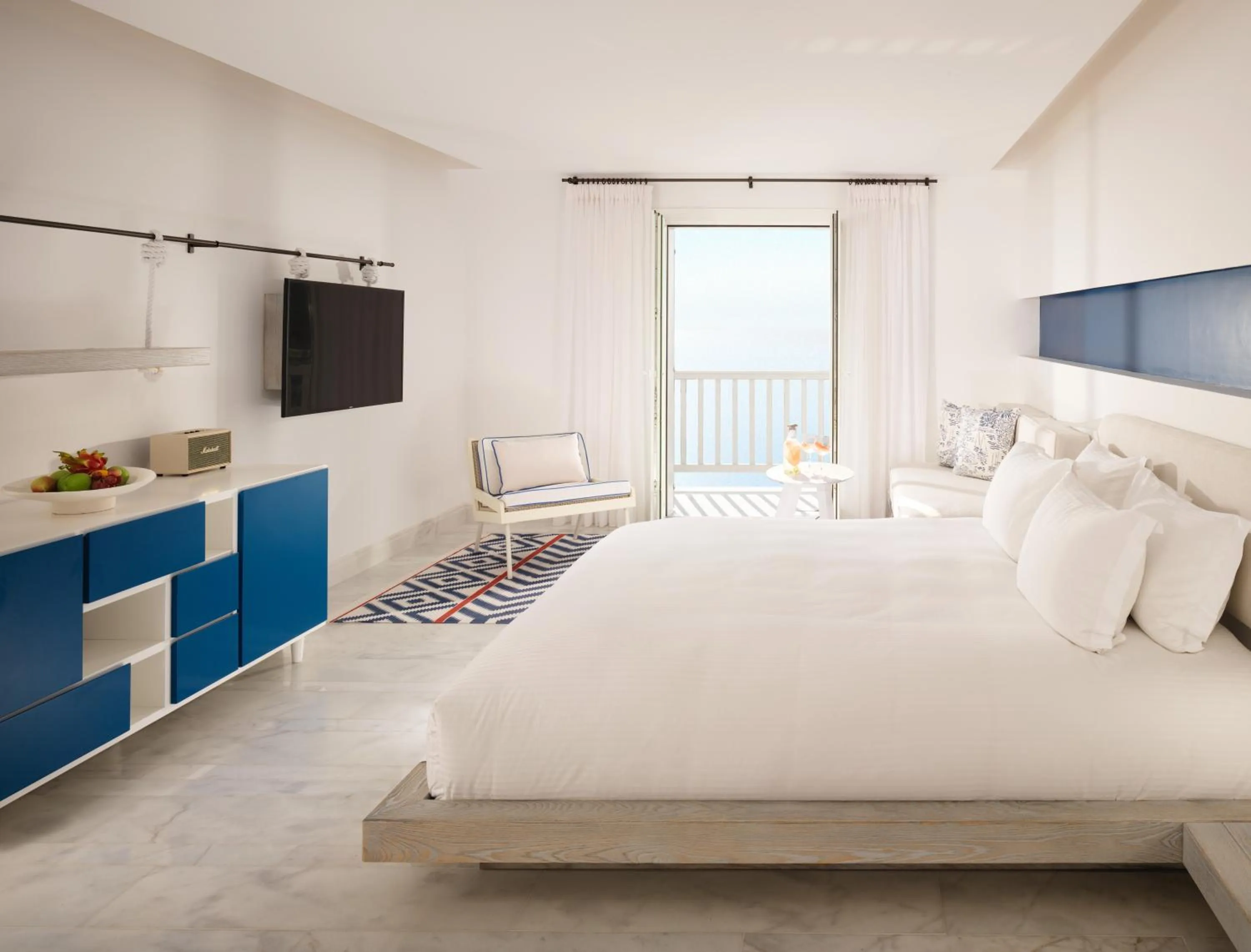 Bed in Mykonos Riviera Hotel & Spa, a member of Small Luxury Hotels of the World