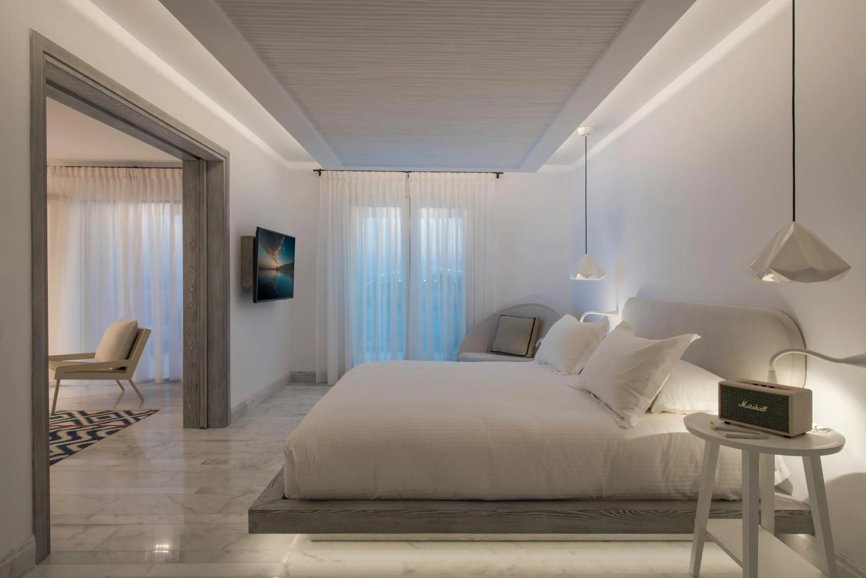 Bed in Mykonos Riviera Hotel & Spa, a member of Small Luxury Hotels of the World