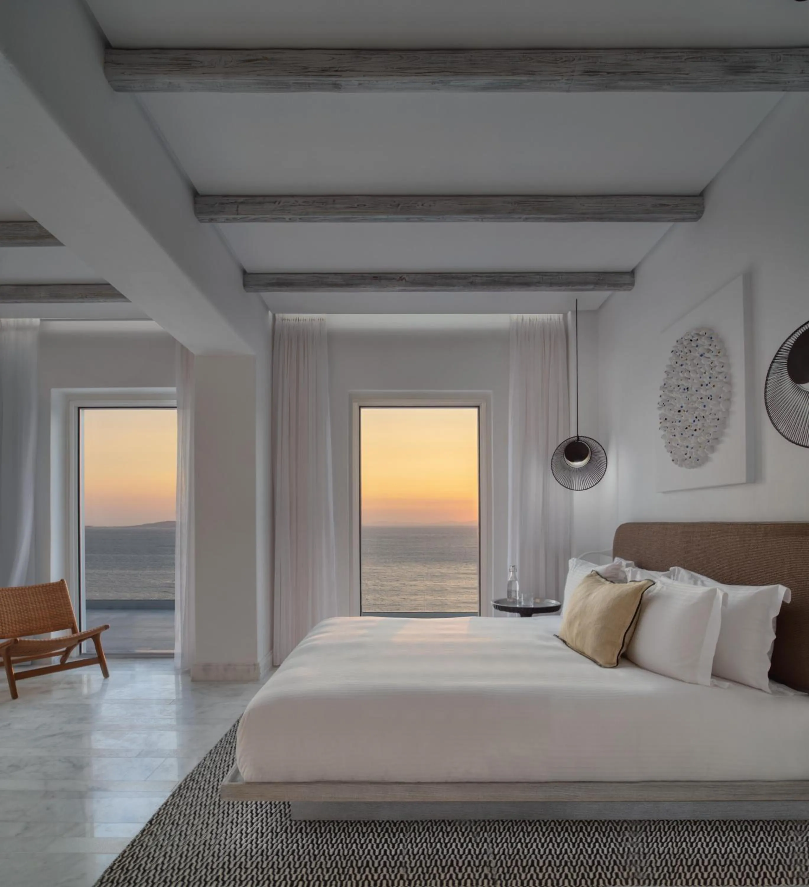 Bed in Mykonos Riviera Hotel & Spa, a member of Small Luxury Hotels of the World