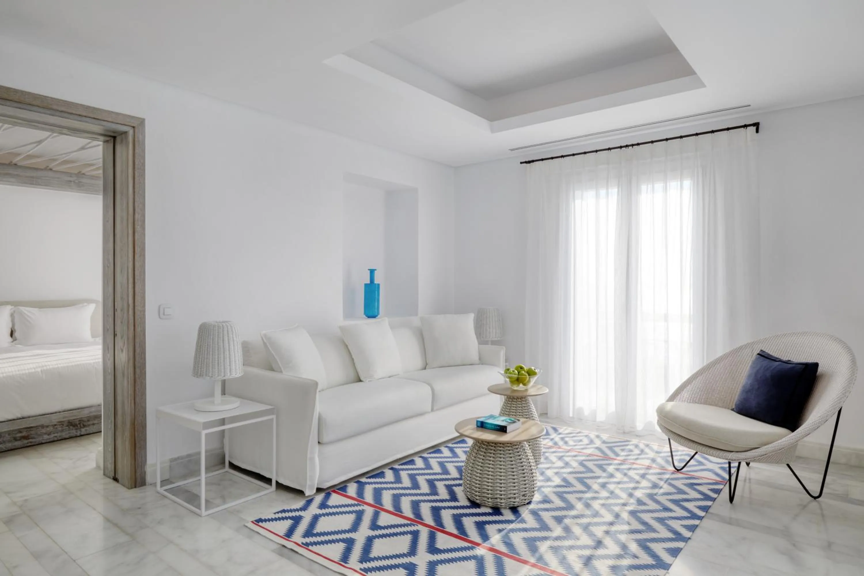 Bed in Mykonos Riviera Hotel & Spa, a member of Small Luxury Hotels of the World