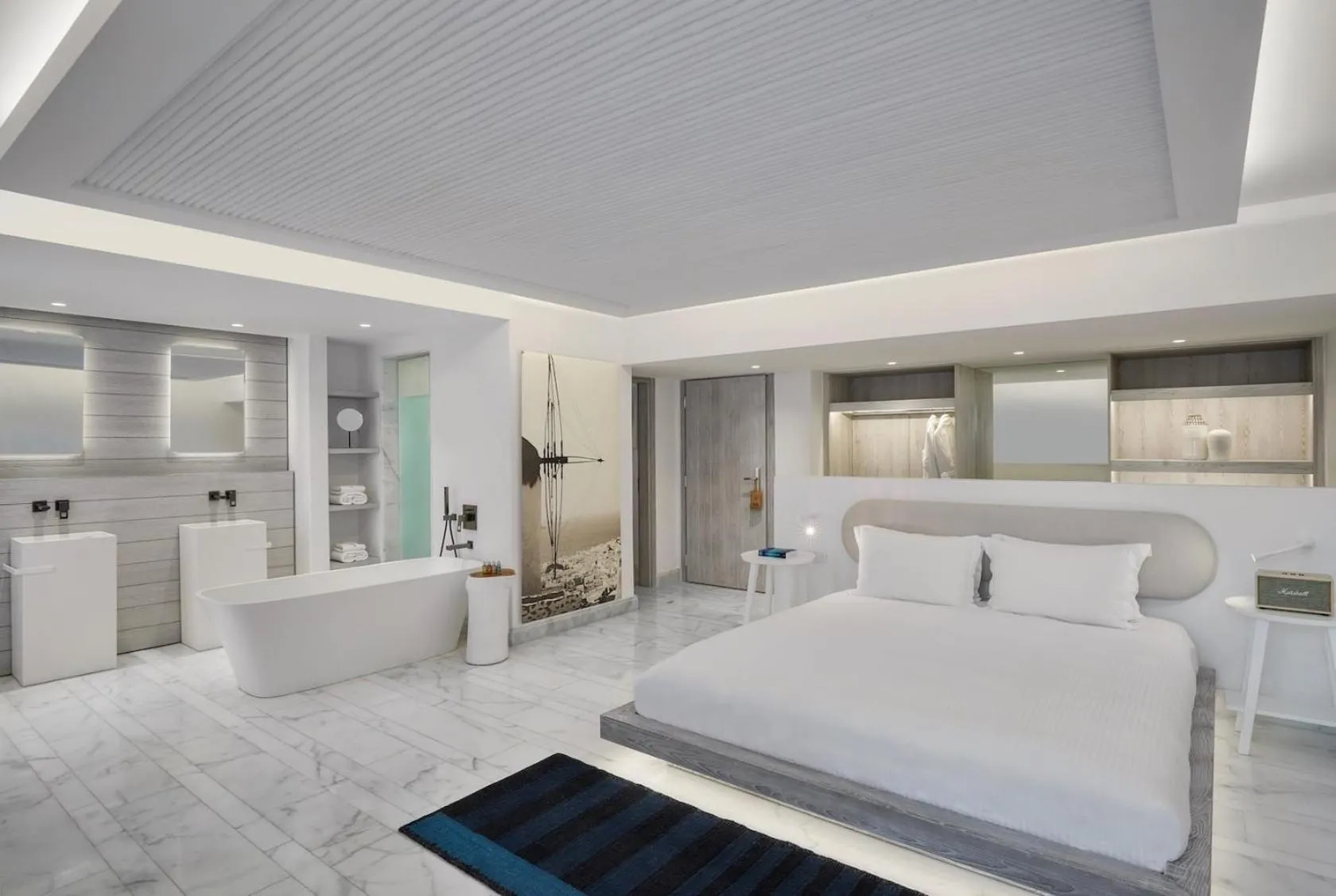 Bed in Mykonos Riviera Hotel & Spa, a member of Small Luxury Hotels of the World