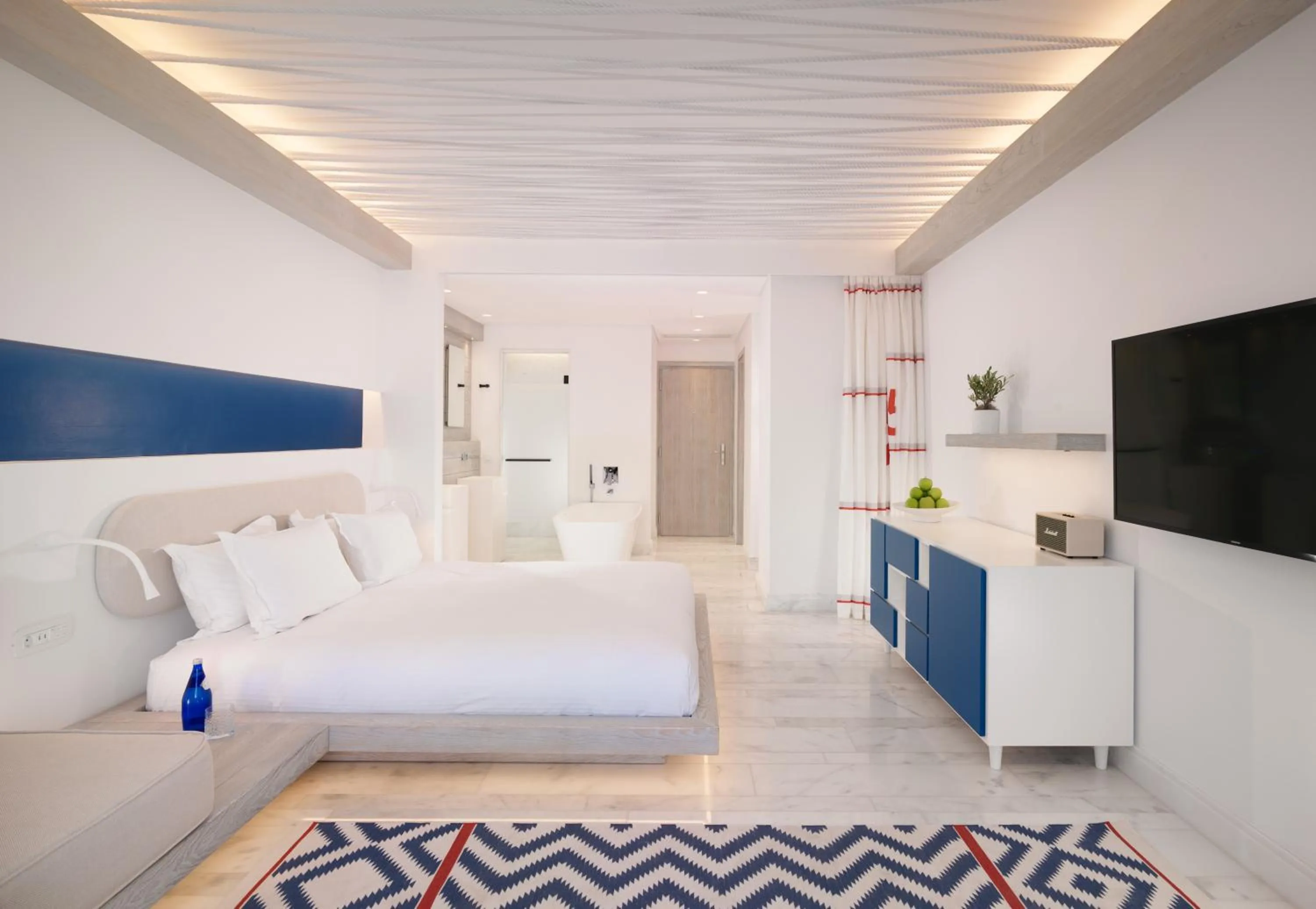 Bed in Mykonos Riviera Hotel & Spa, a member of Small Luxury Hotels of the World