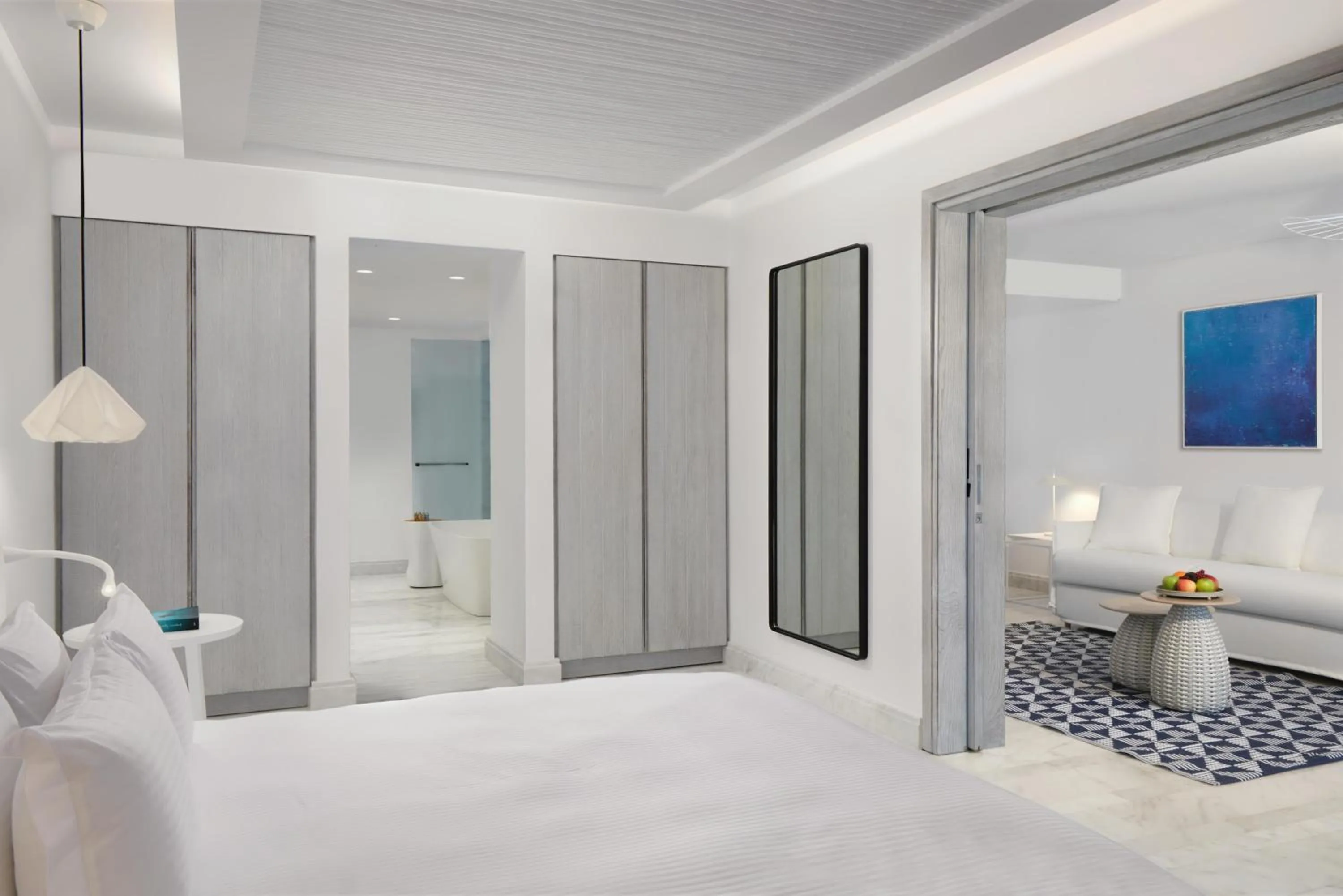 Bed in Mykonos Riviera Hotel & Spa, a member of Small Luxury Hotels of the World