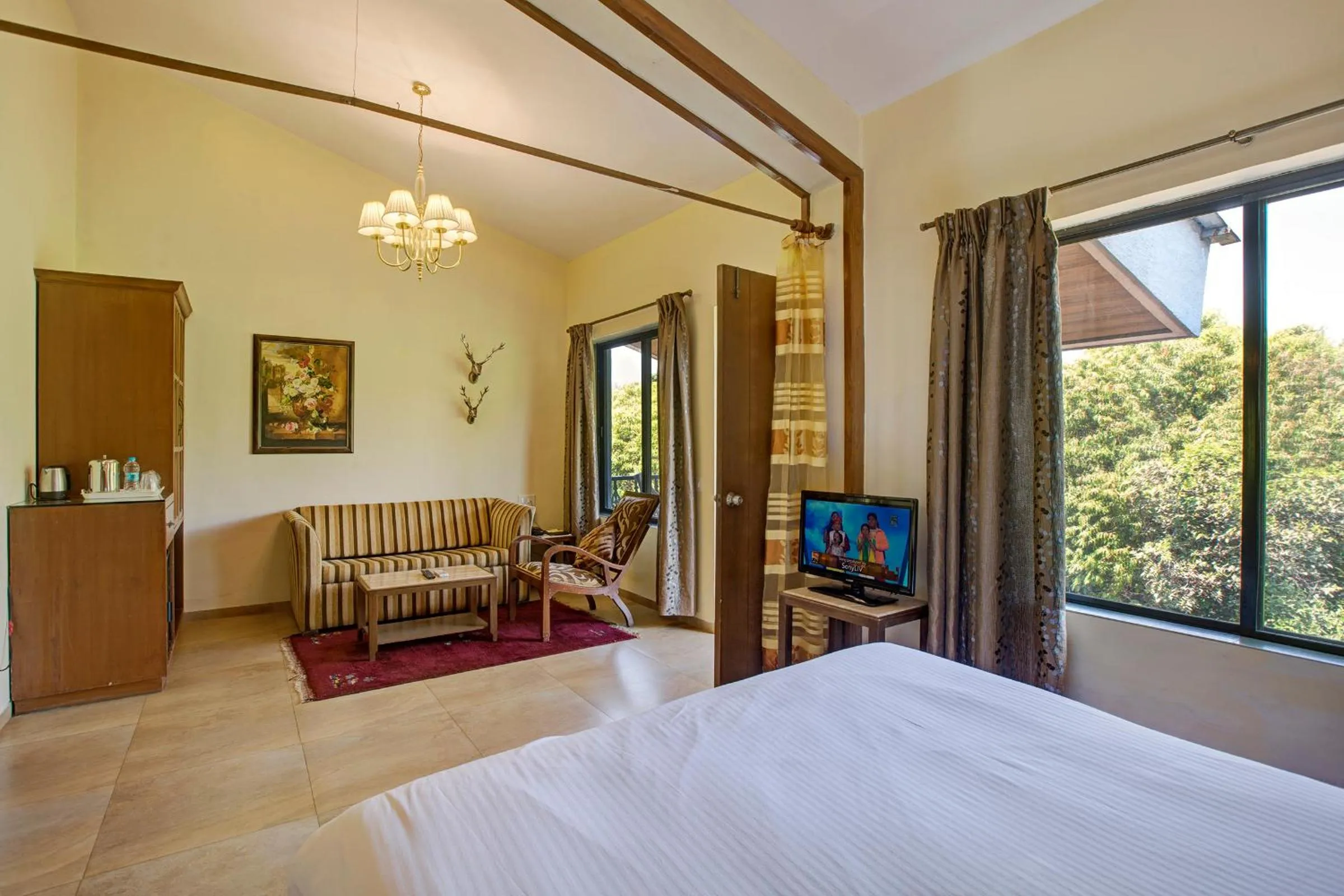 Balcony/Terrace, Bed in Ramsukh Resorts and Spa