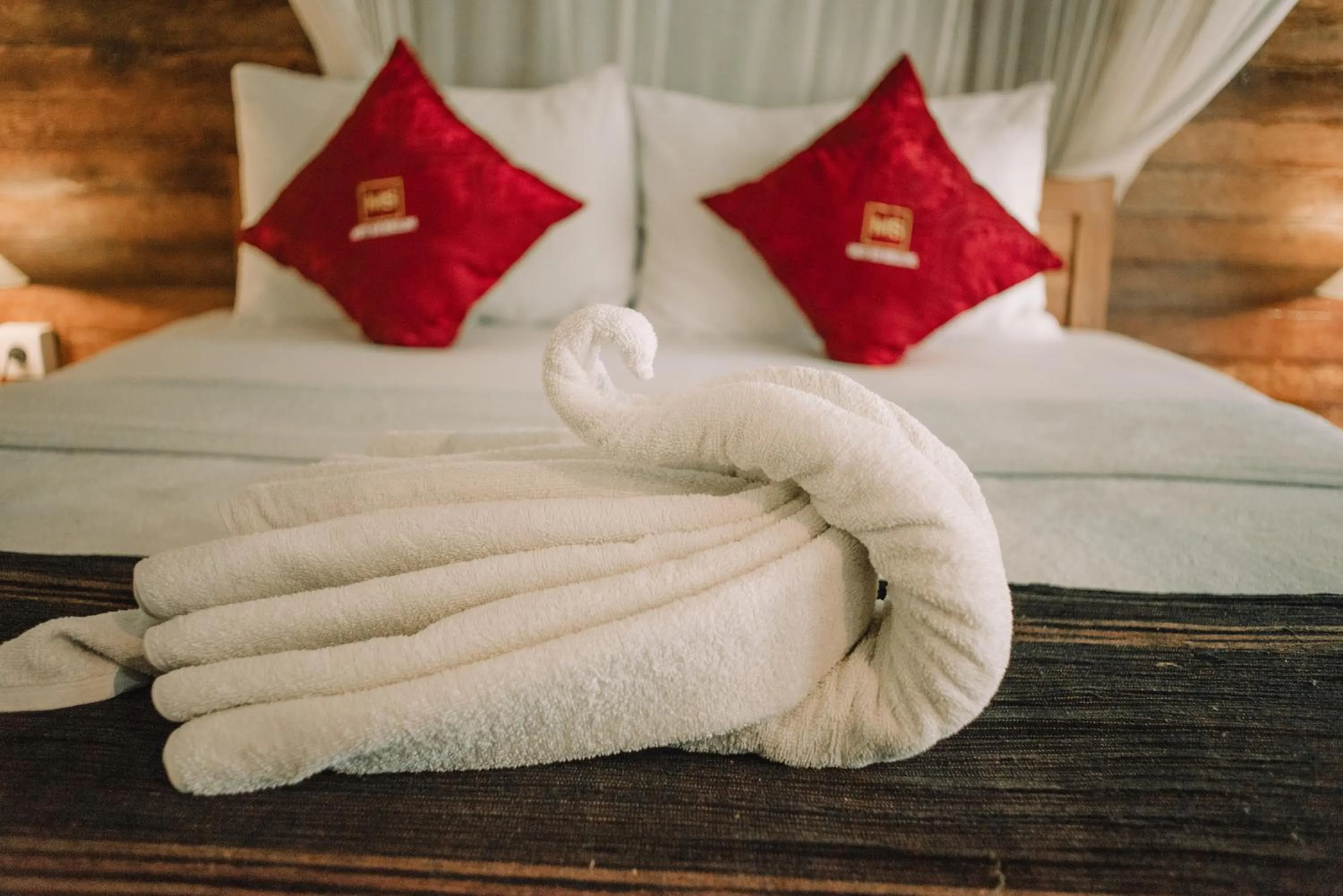 Bed in Mertasari Bungalows