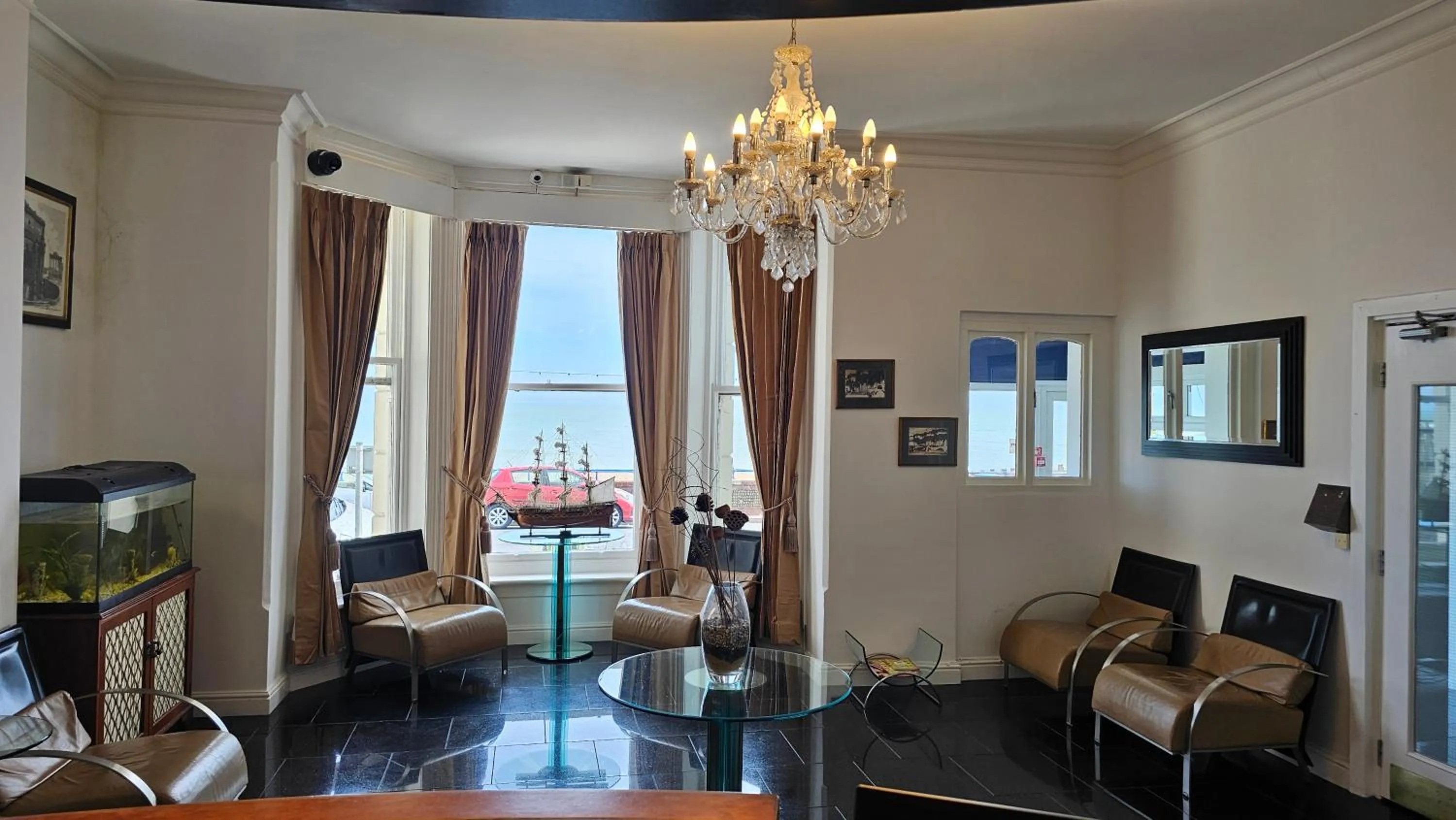 Seating area in The Strand Hotel