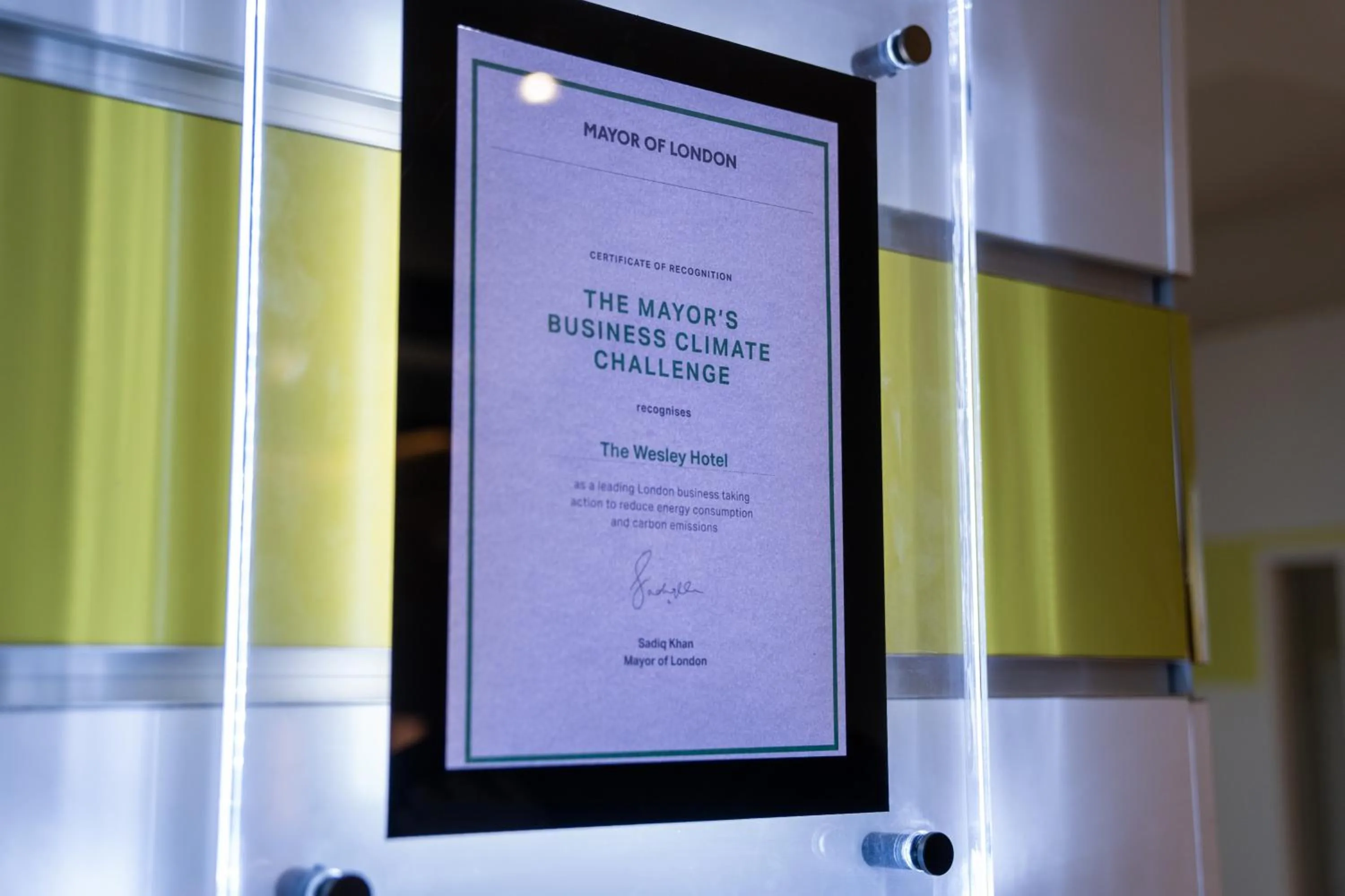 Certificate/Award in The Wesley Euston