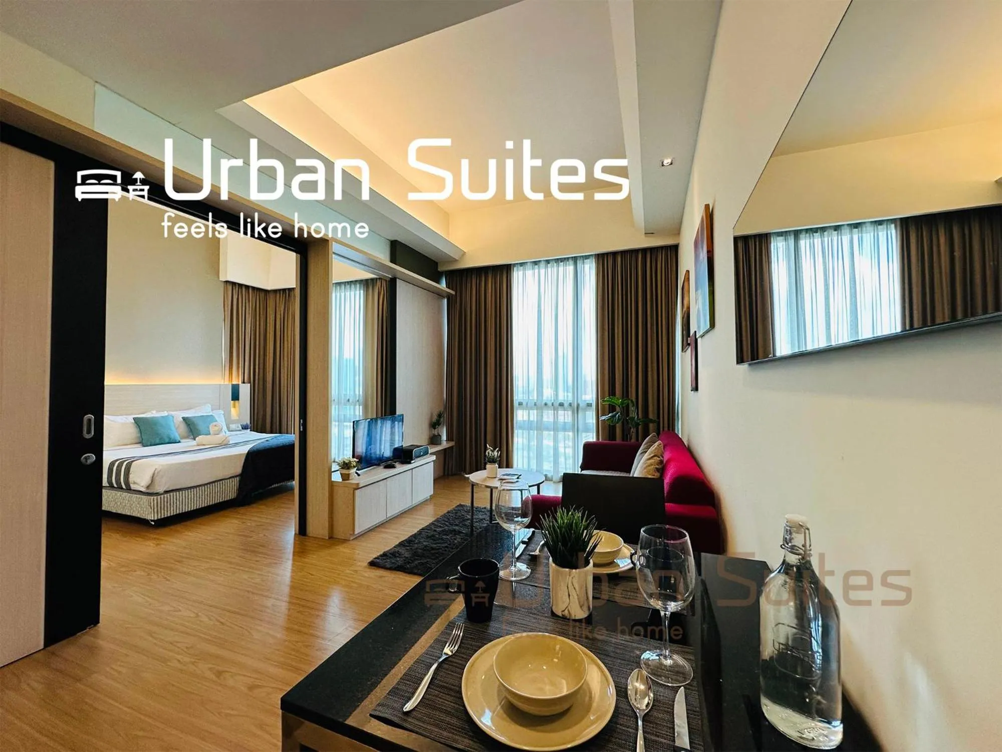 Living room, Bed in Urban Suites @ Swiss Garden Residence