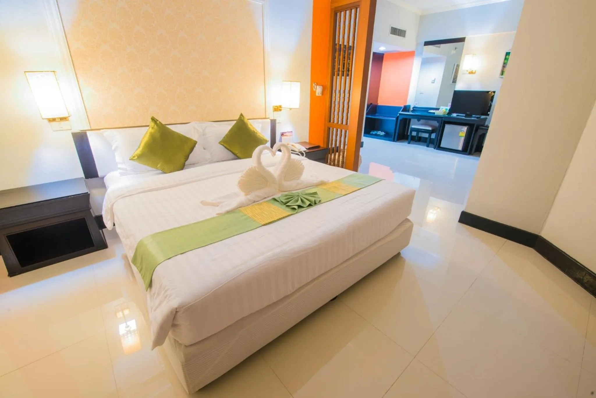 Bed in Asawann Hotel Nongkhai