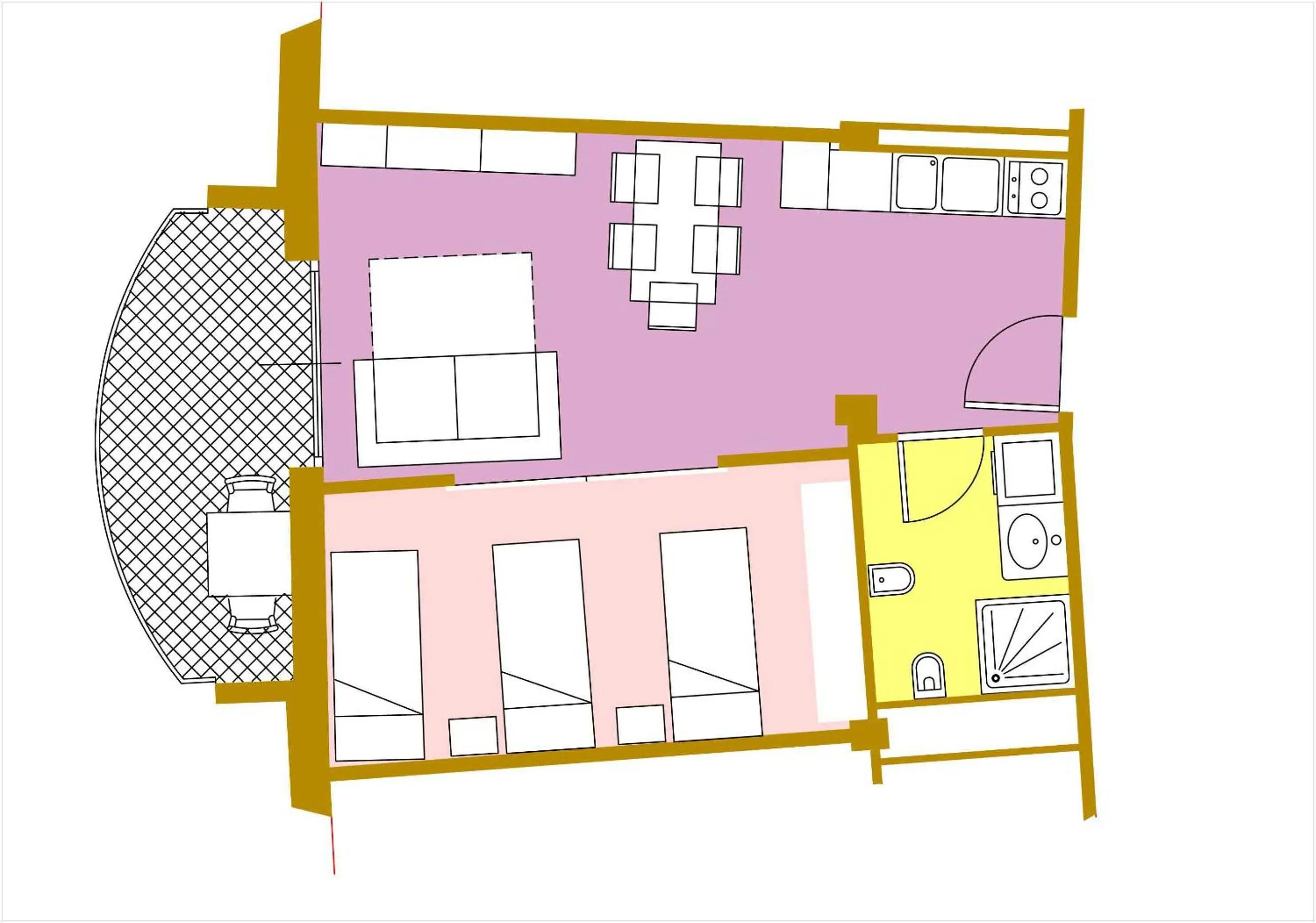 Floor plan, Bed in Residence Venice