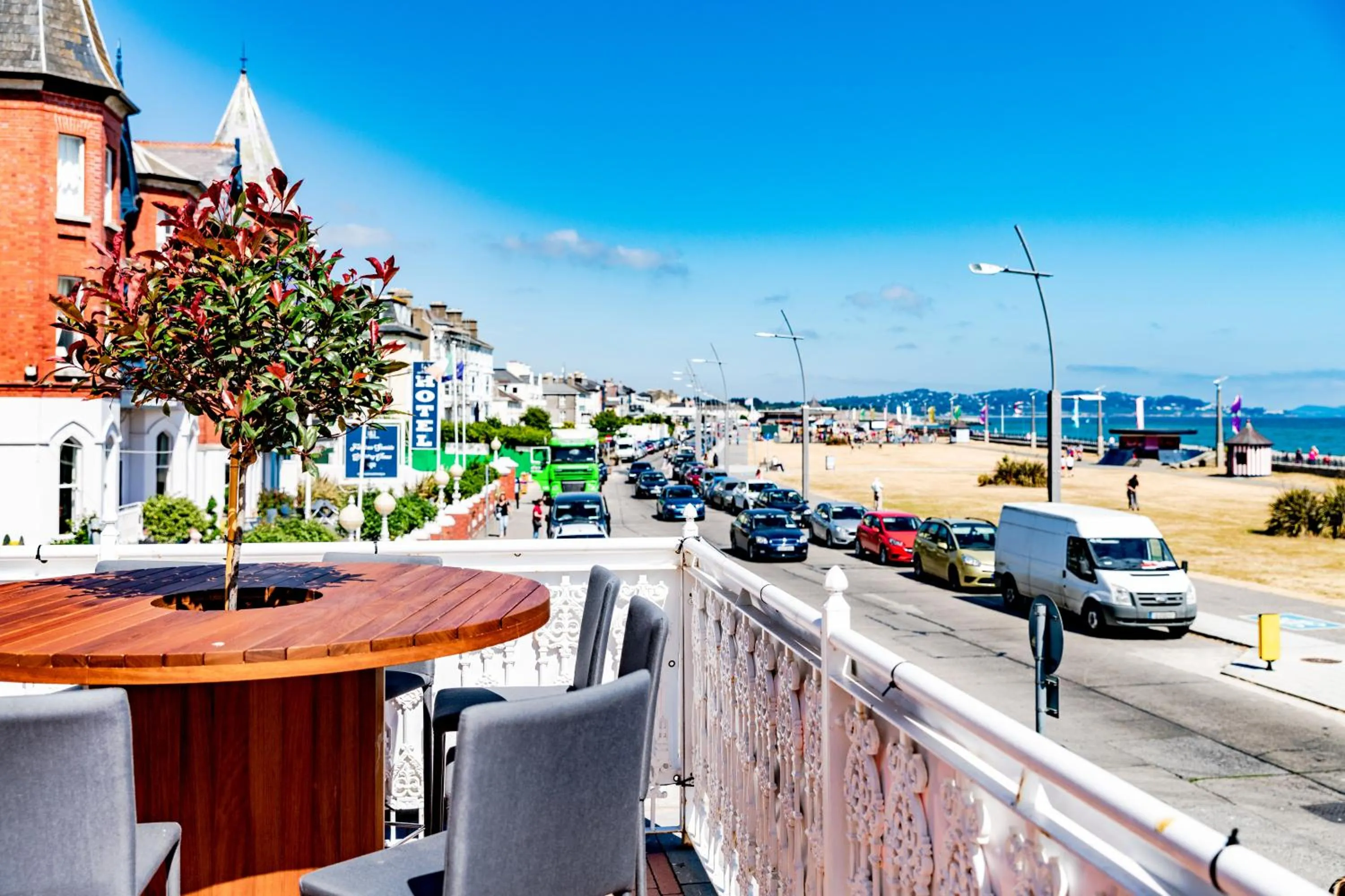 Beach in The Strand Hotel, the former residence of Oscar Wilde