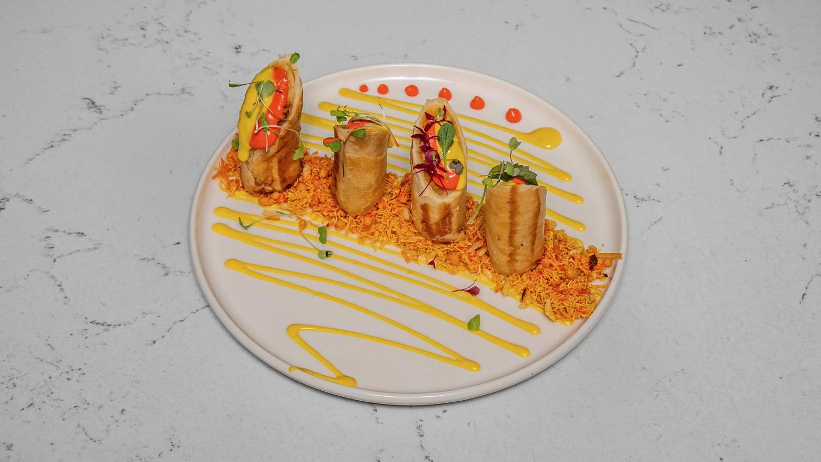 Food in The Strand Hotel, the former residence of Oscar Wilde