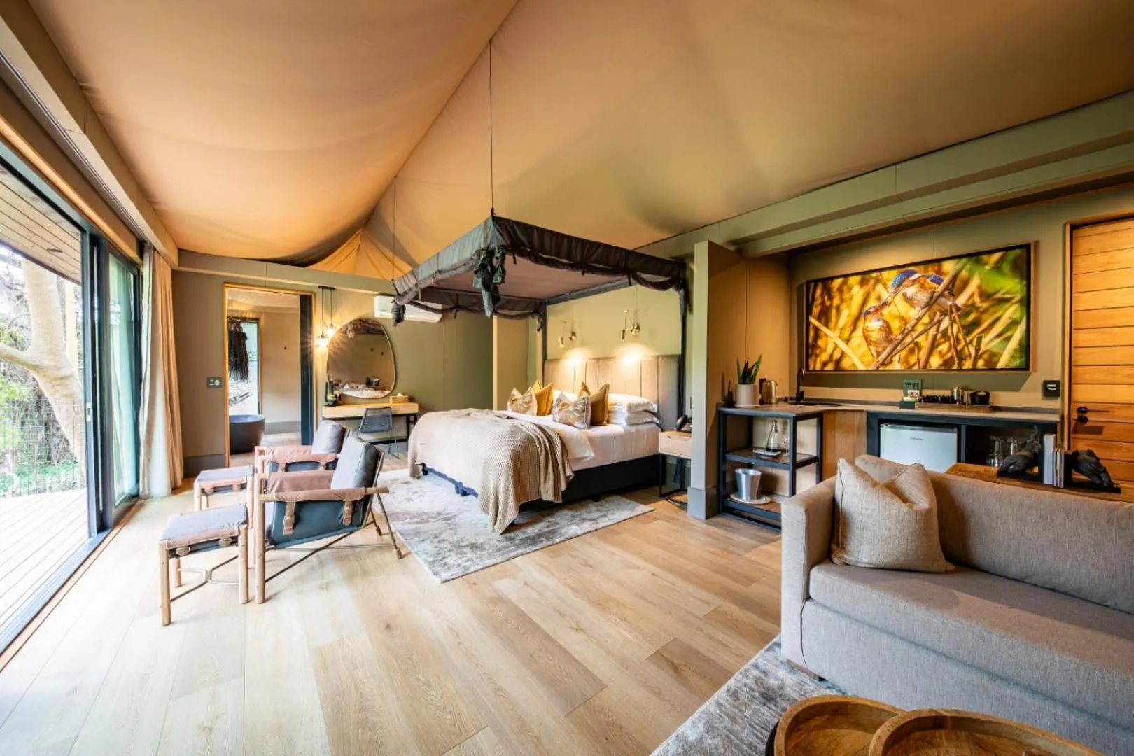 Bed in Botlierskop Tented Lodge