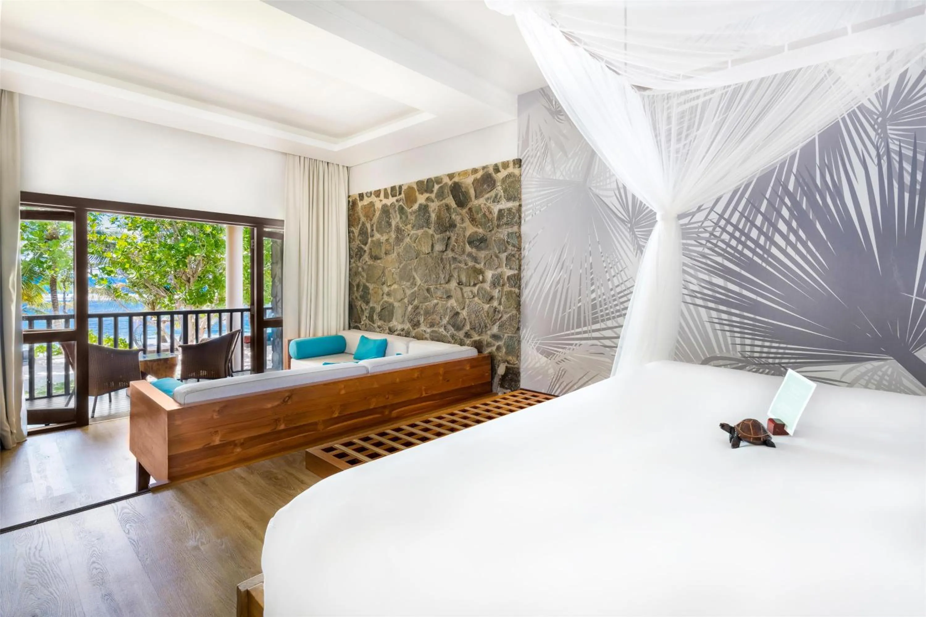 View (from property/room), Bed in Kempinski Seychelles Resort